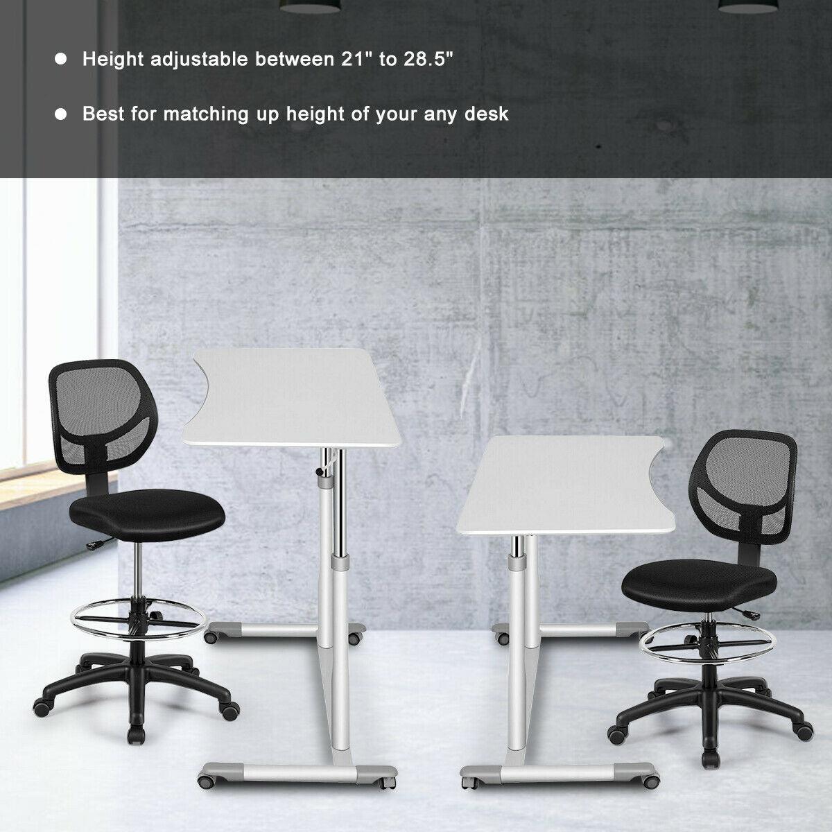 Mid Back Mesh Drafting Chair with Adjustable Height