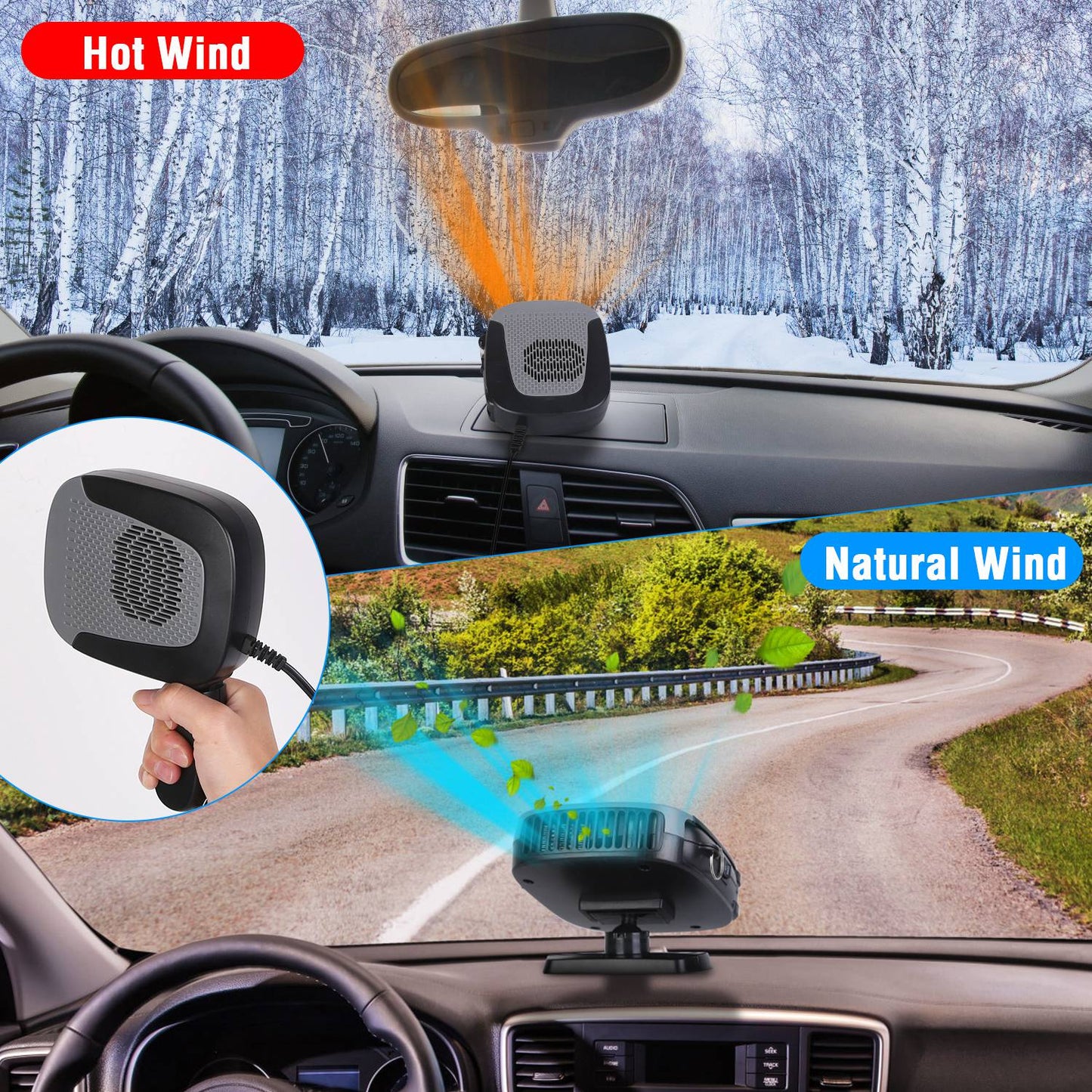 12V Portable Car Heater & Defroster Fan 150W