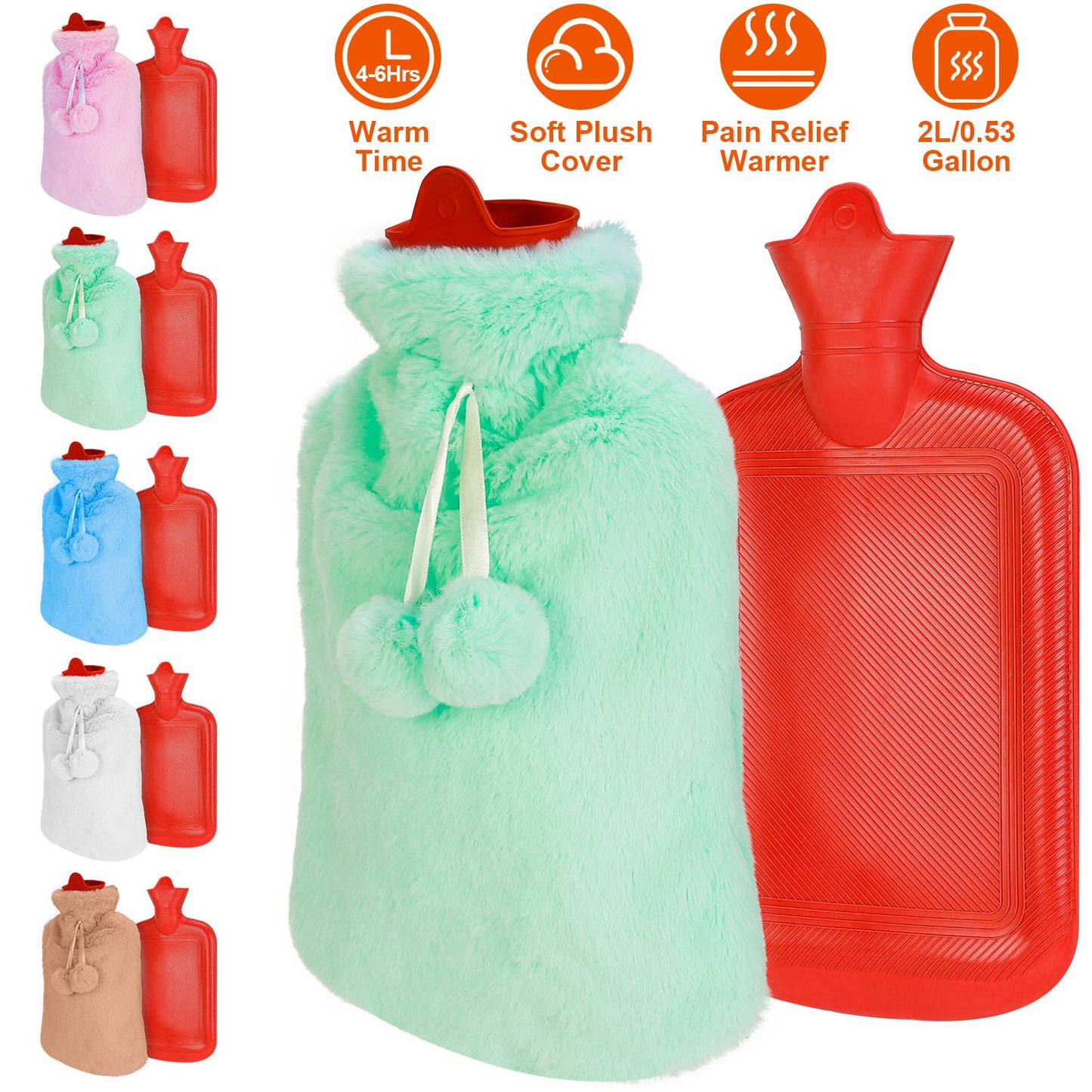 2L Hot Water Bottle w/ Plush Cover