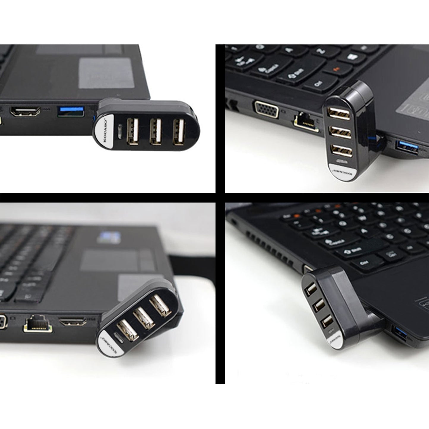 3-Port USB 2.0 Hub with Rotating Connector