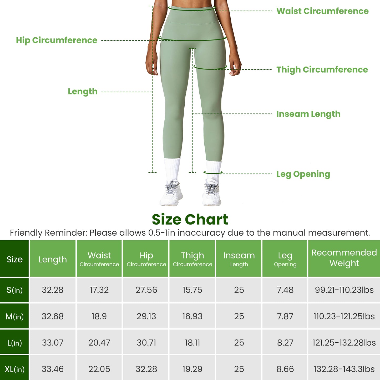 High Waist Workout Leggings with Tummy Control - 25" Inseam