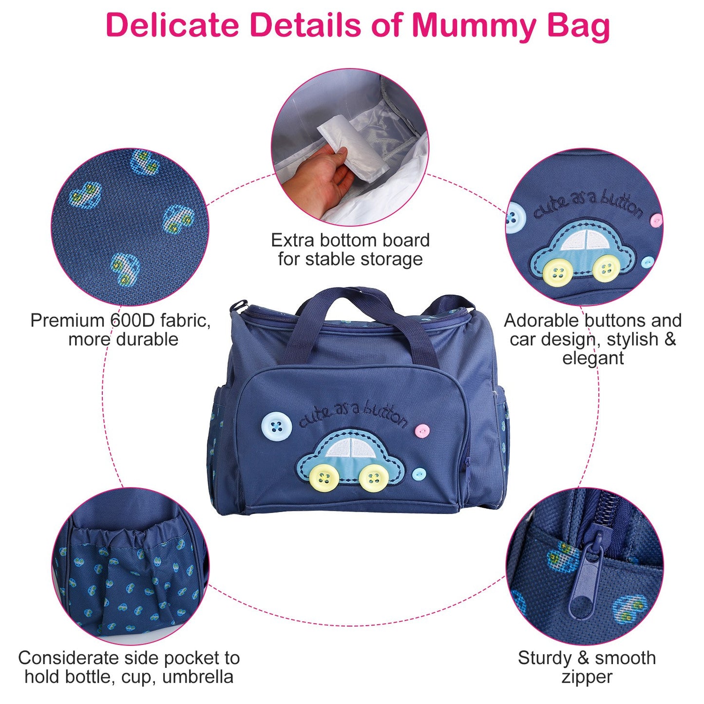 4-Piece Diaper Bag Tote Set with Changing Pad