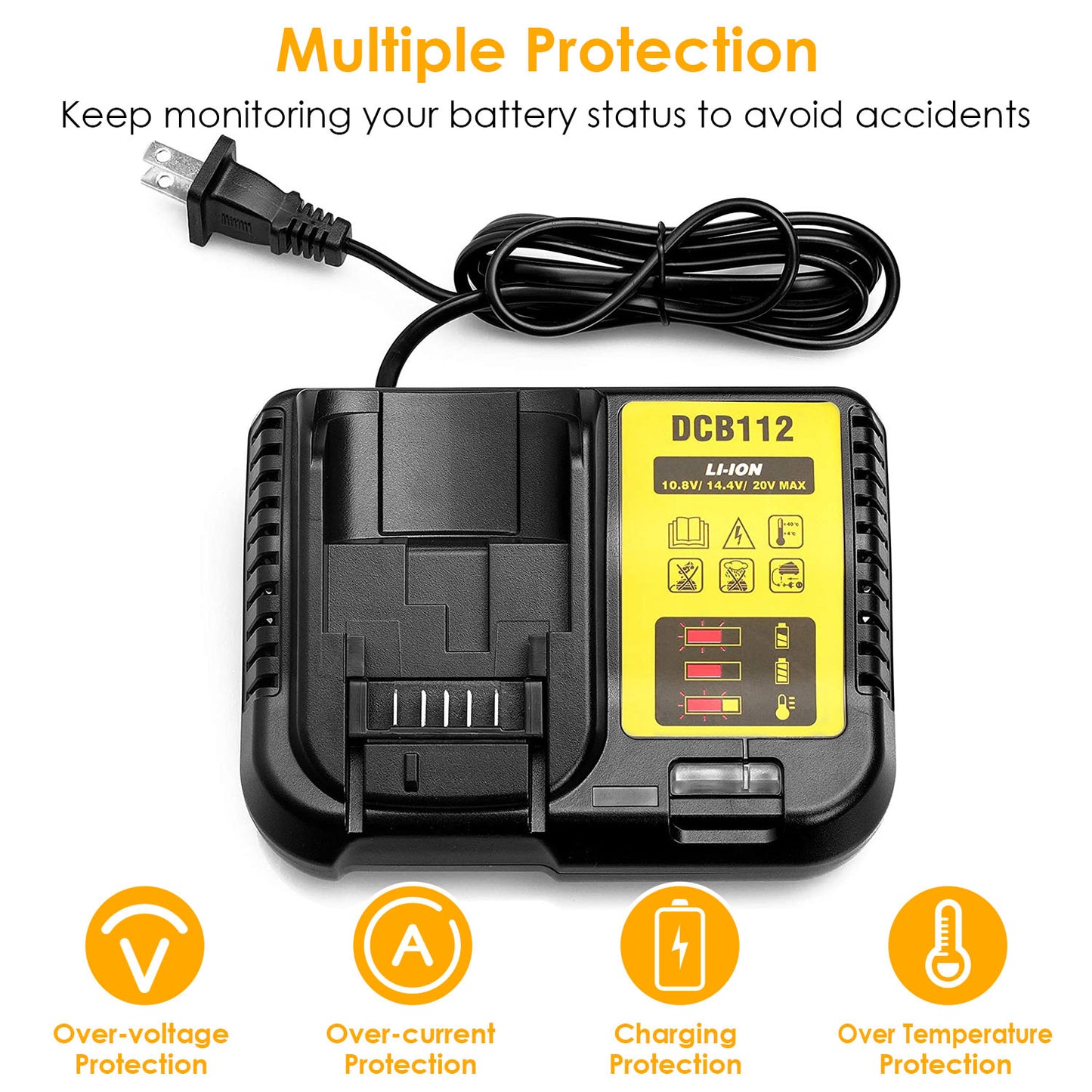 Battery Charger for Dewalt 10.8V-20V Lithium-Ion Tools