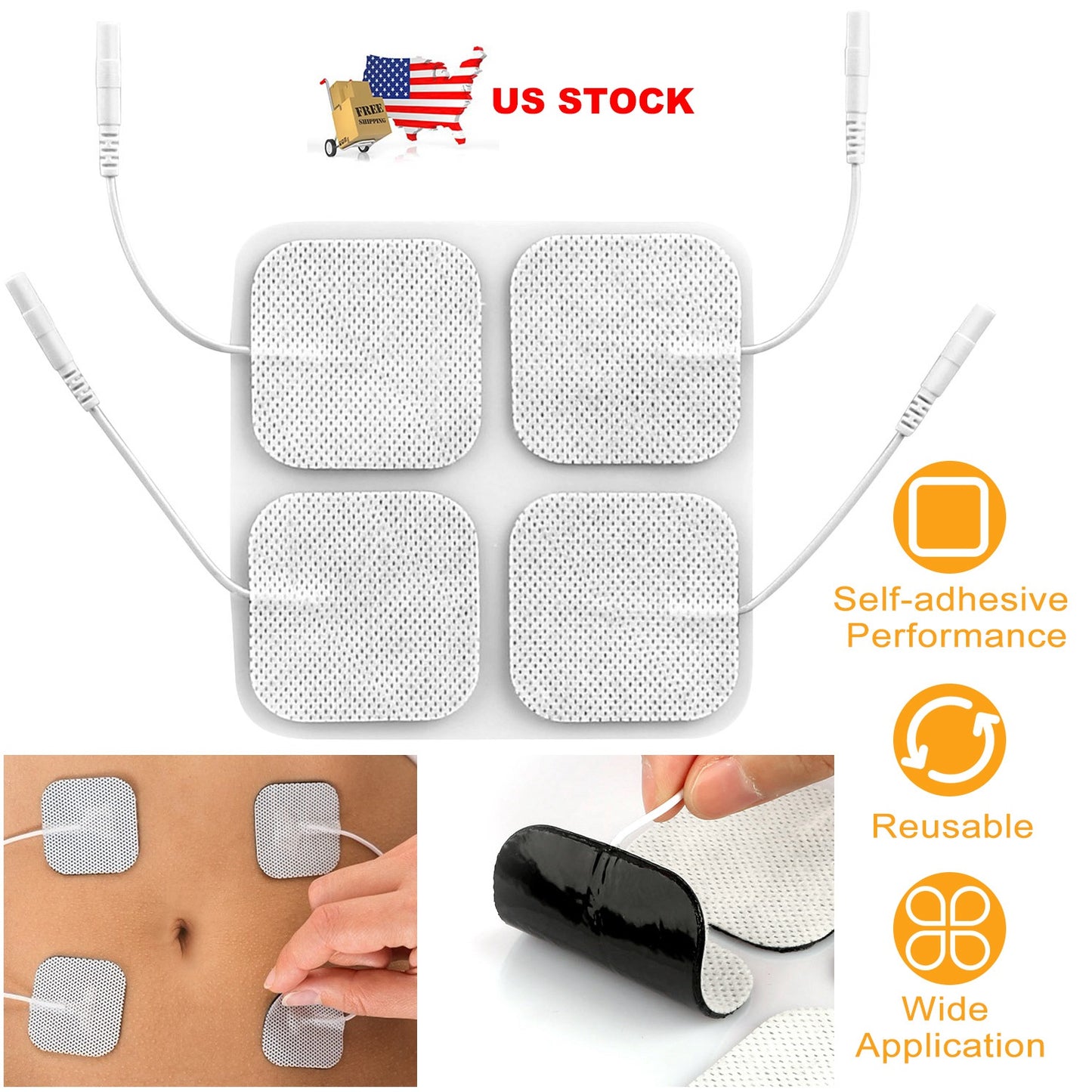4Pcs Reusable Replacement Electrode Pads