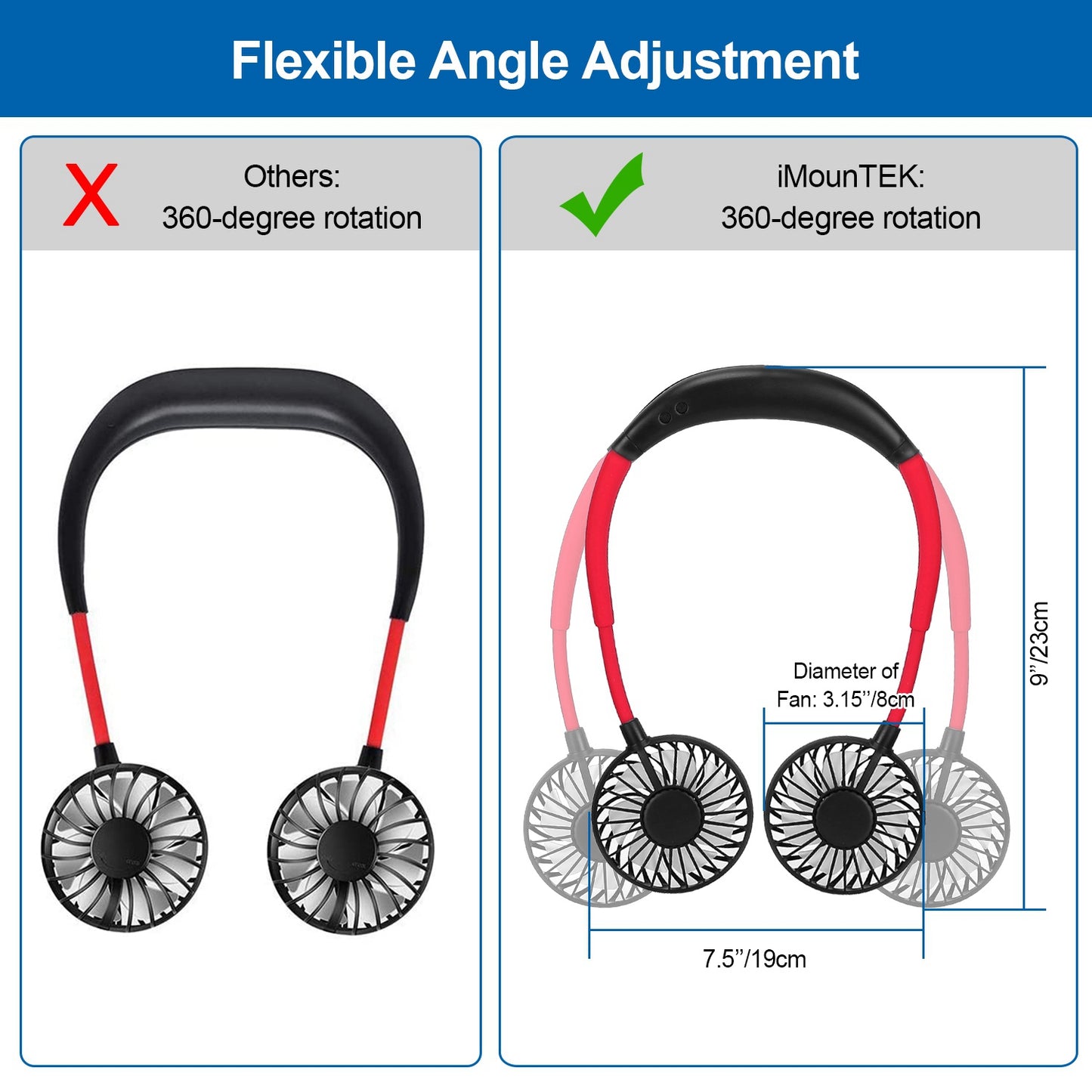 Neck Hanging Fan USB Rechargeable with Aromatherapy & LED
