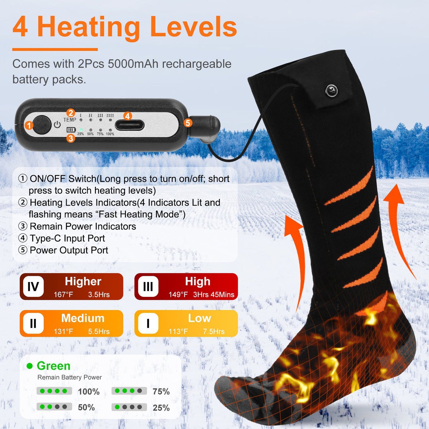 Heated Socks for Men Women
