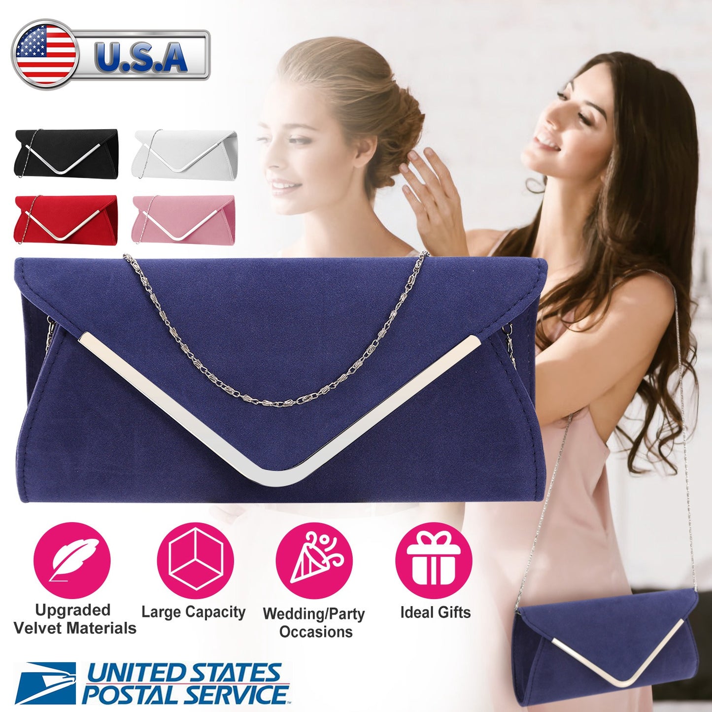 Women Clutch Wallet Bags For Party Wedding Soft Handbag Portable Thin Envelop Evening Purse for Bridal Dating