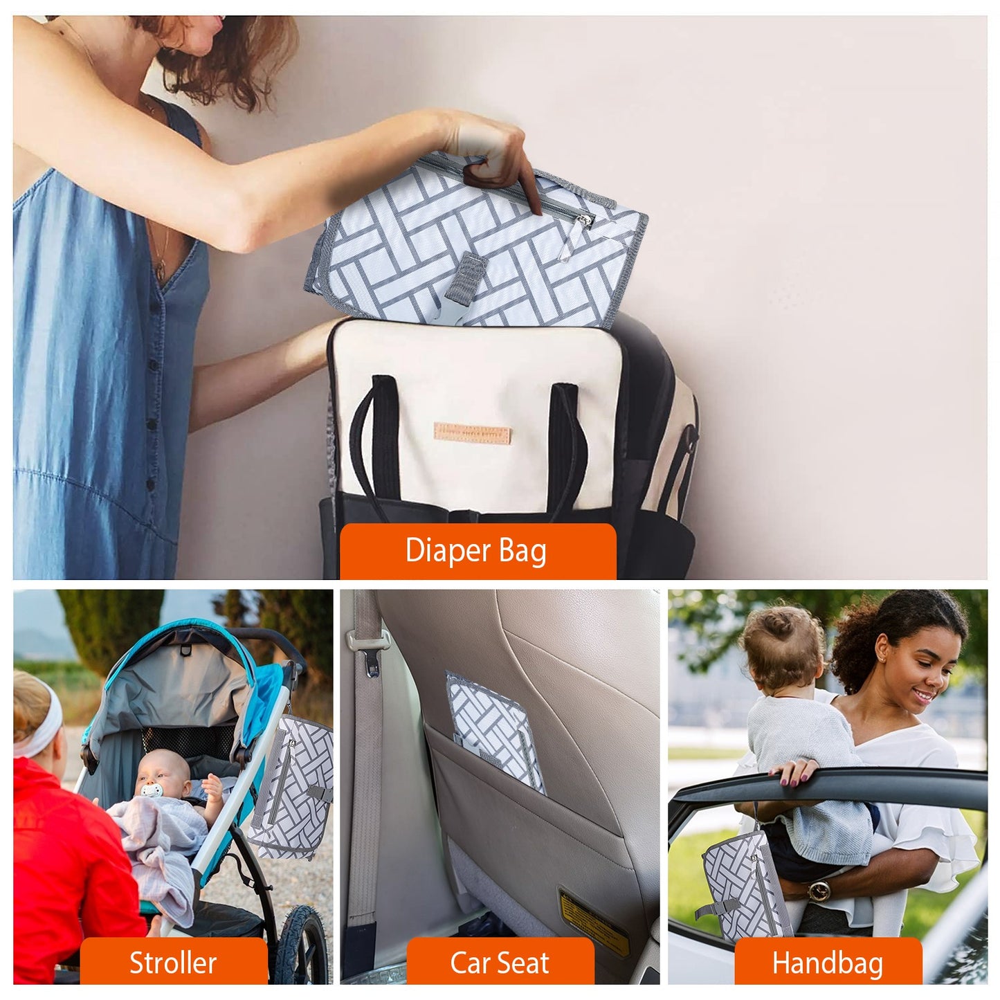 Portable Diaper Changing Pad with Storage Pockets
