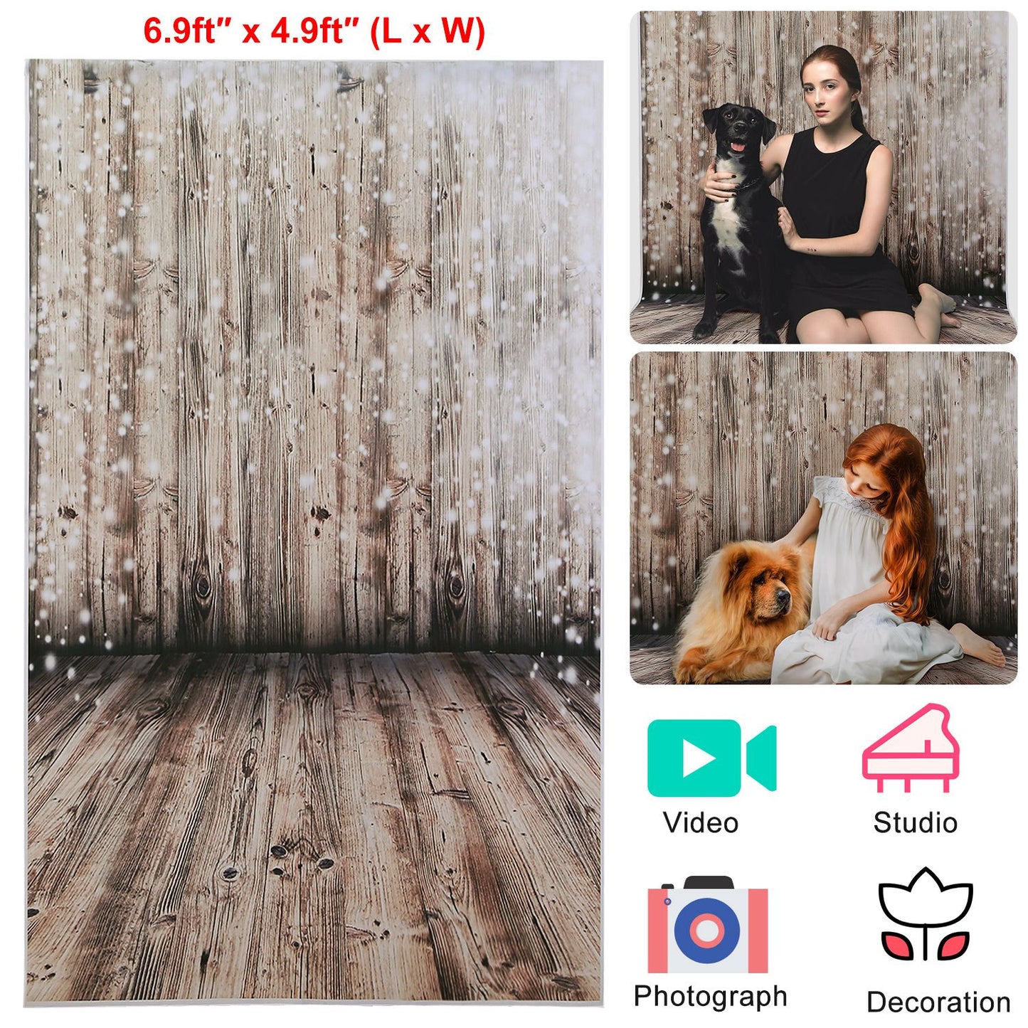 Wooden Floor Photography Backdrop 5x7ft Rustic Wall Design