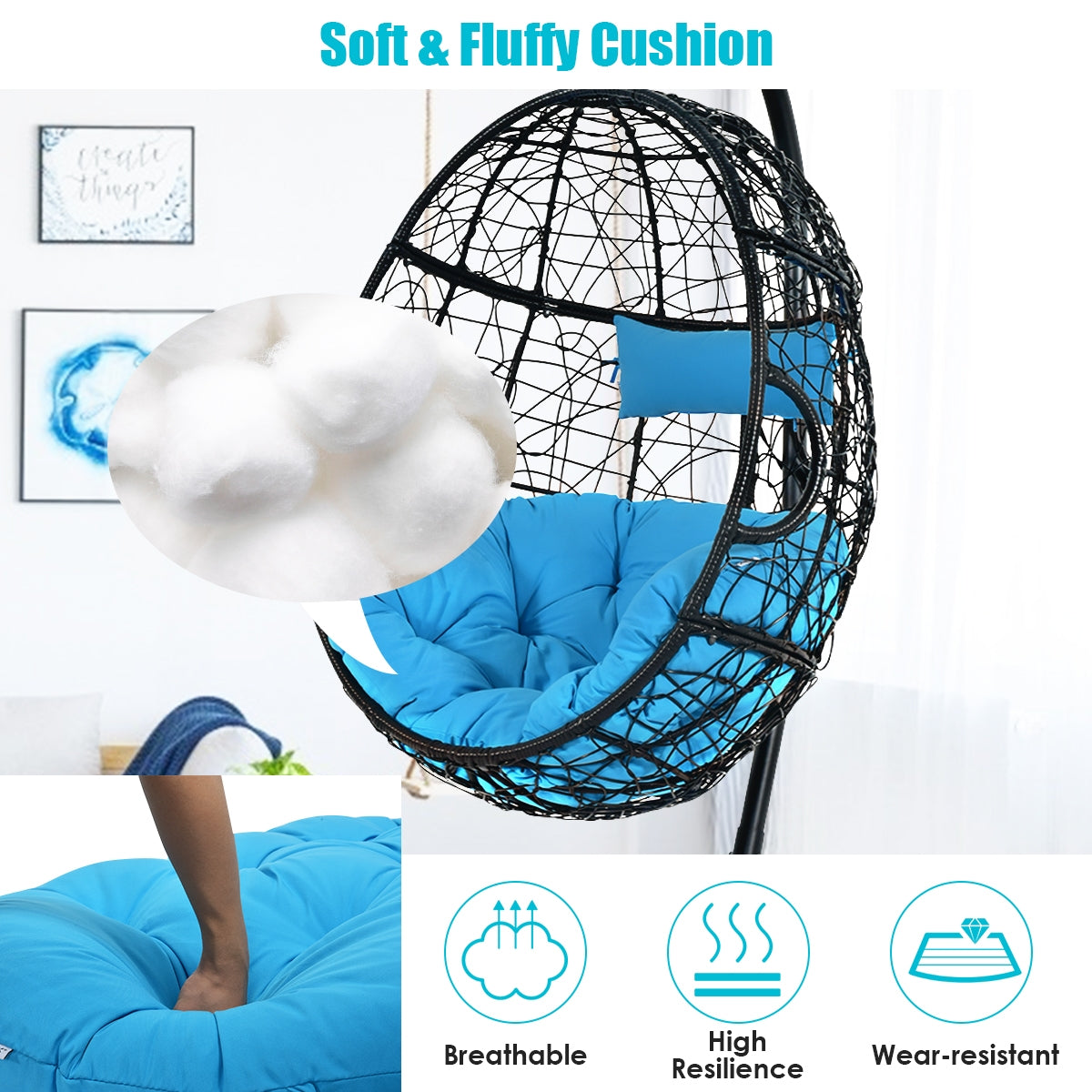 Hanging Hammock Chair with Stand and Cushion