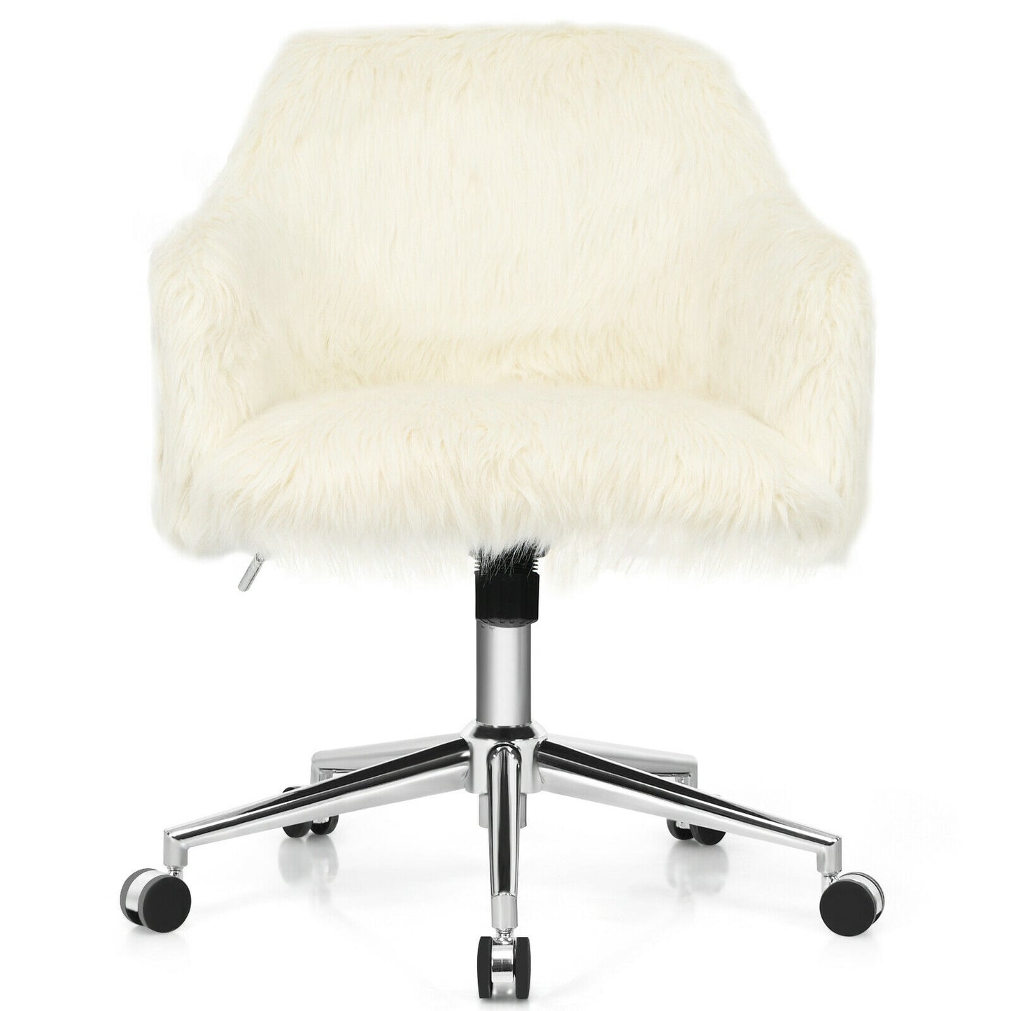 Fluffy Faux Fur Swivel Office Chair with Adjustable Height