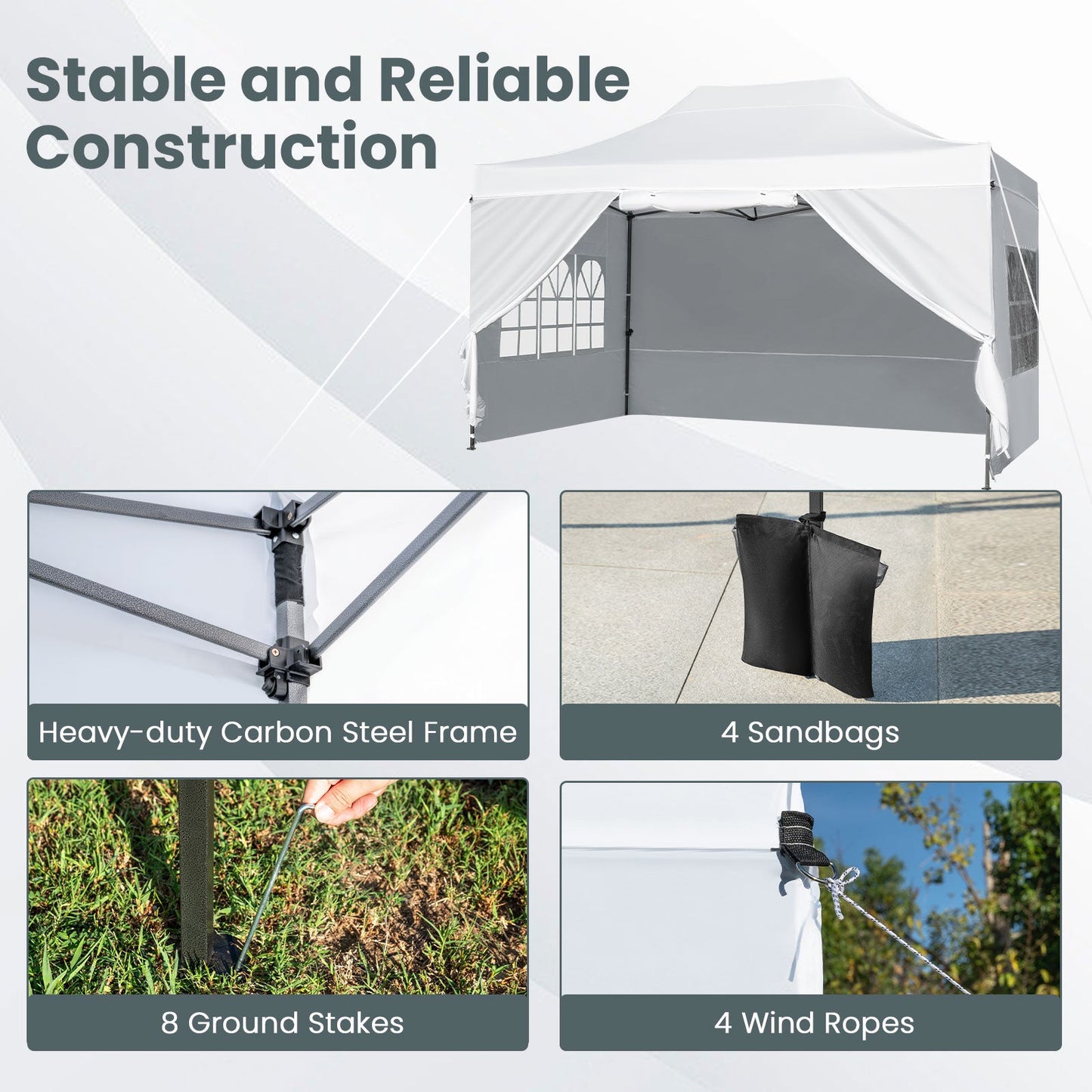 10 X 14 FT Pop up Canopy Tent Outdoor Patio Commercial Sunshade Shelter-White
