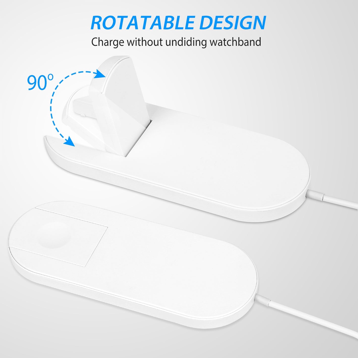 2-in-1 Wireless Charger for iPhone & Apple Watch - 10W Qi Pad