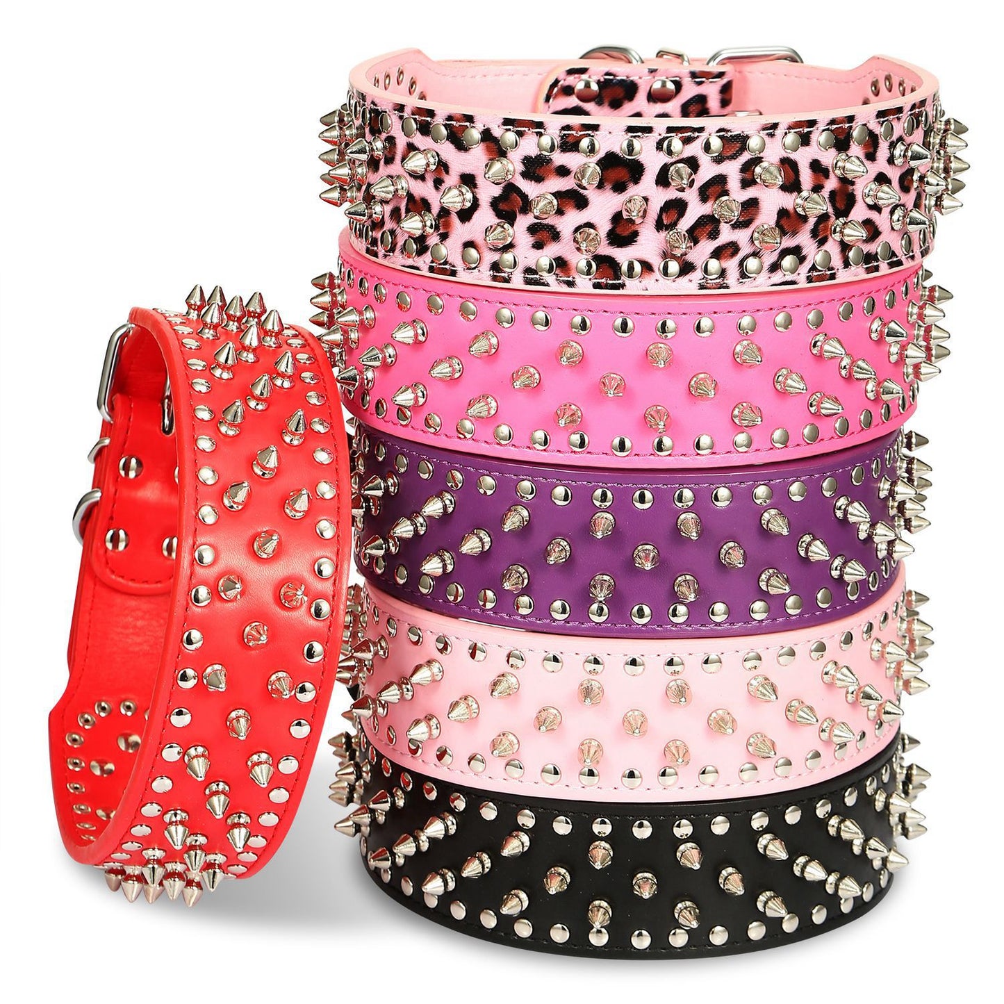 Spiked Dog Collar - Adjustable PU Leather with Studs
