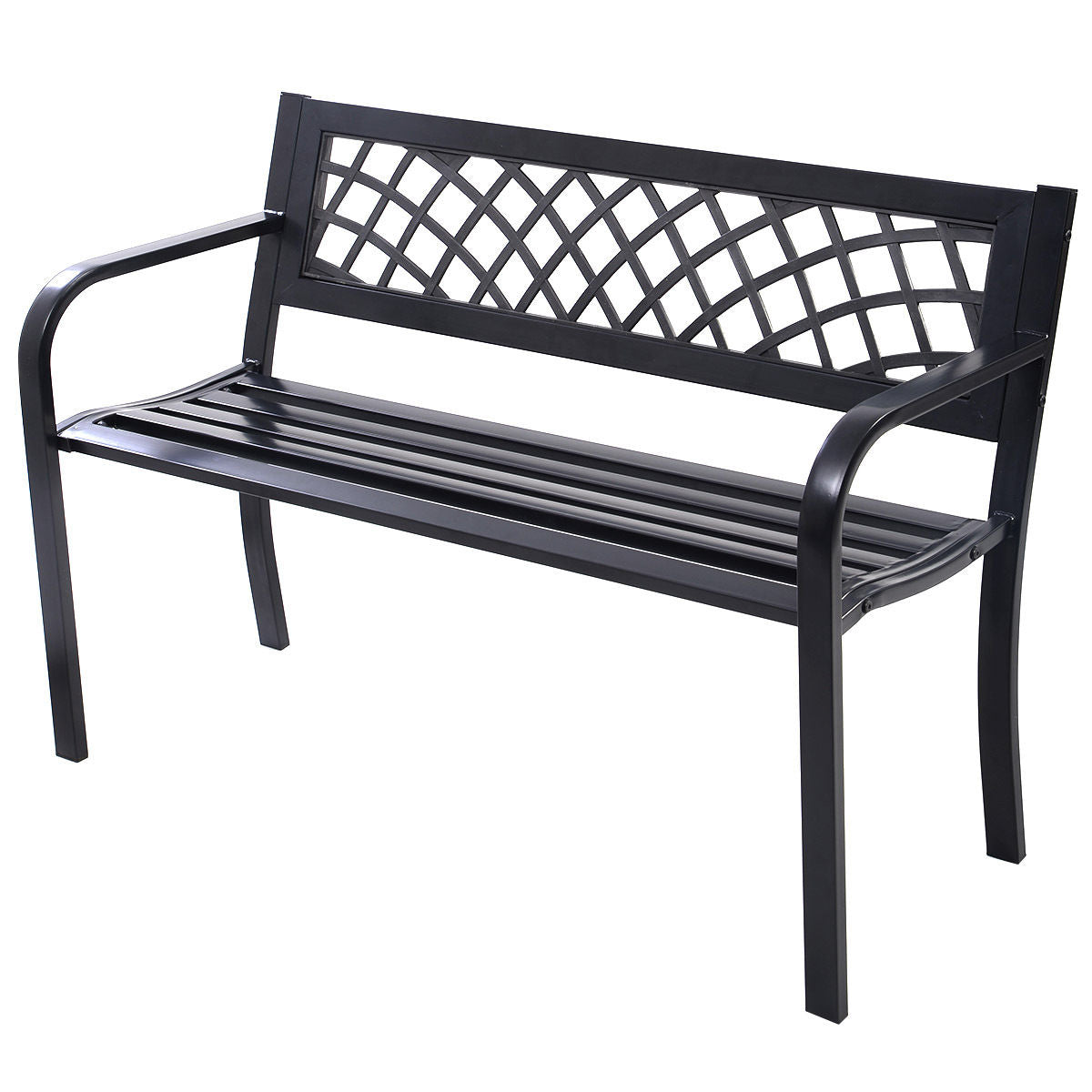 Outdoor Steel Frame Bench with PVC Mesh Backrest
