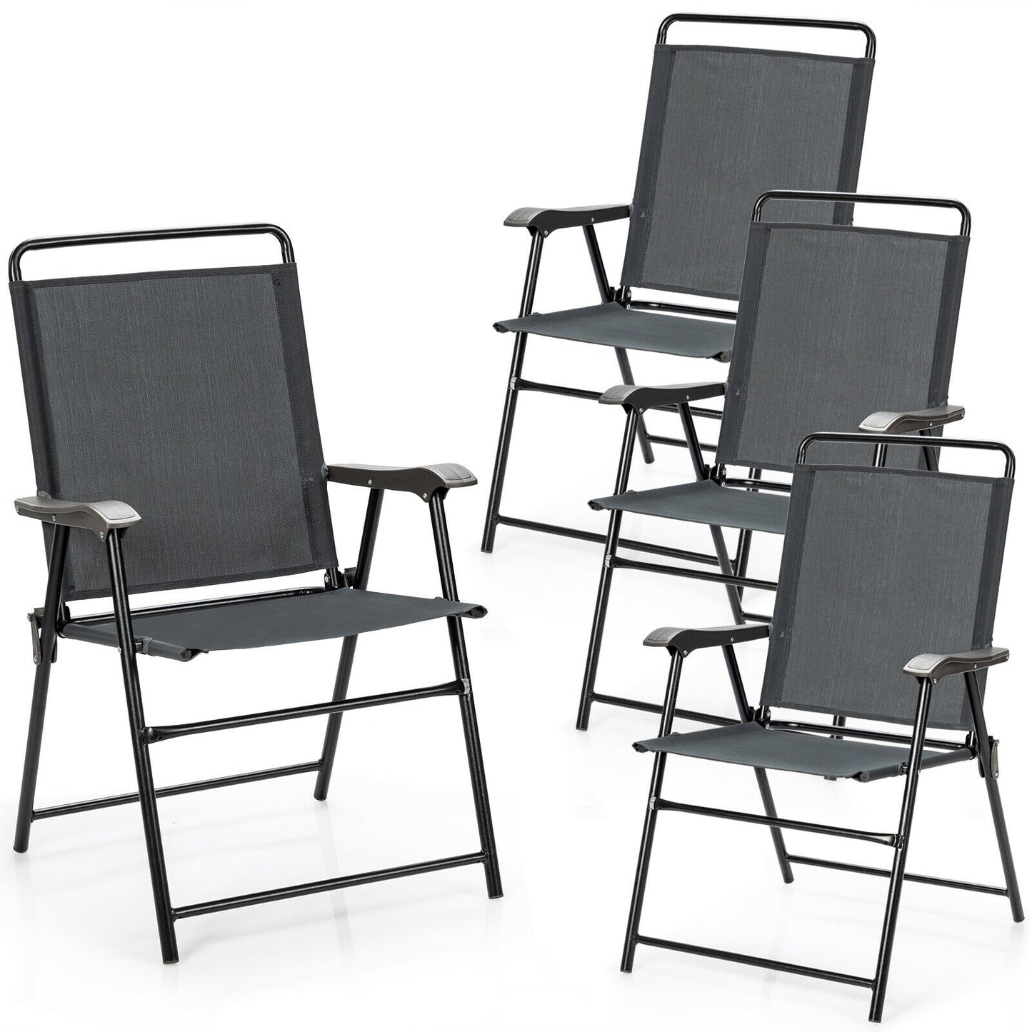 Folding Patio Dining Chairs Set of 4 with Armrests