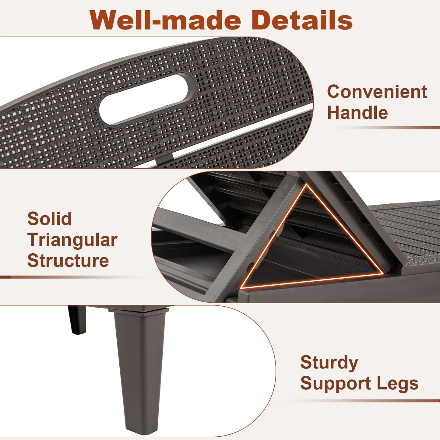 Adjustable Outdoor Chaise Lounge Chairs Set of 2 - 350 lbs