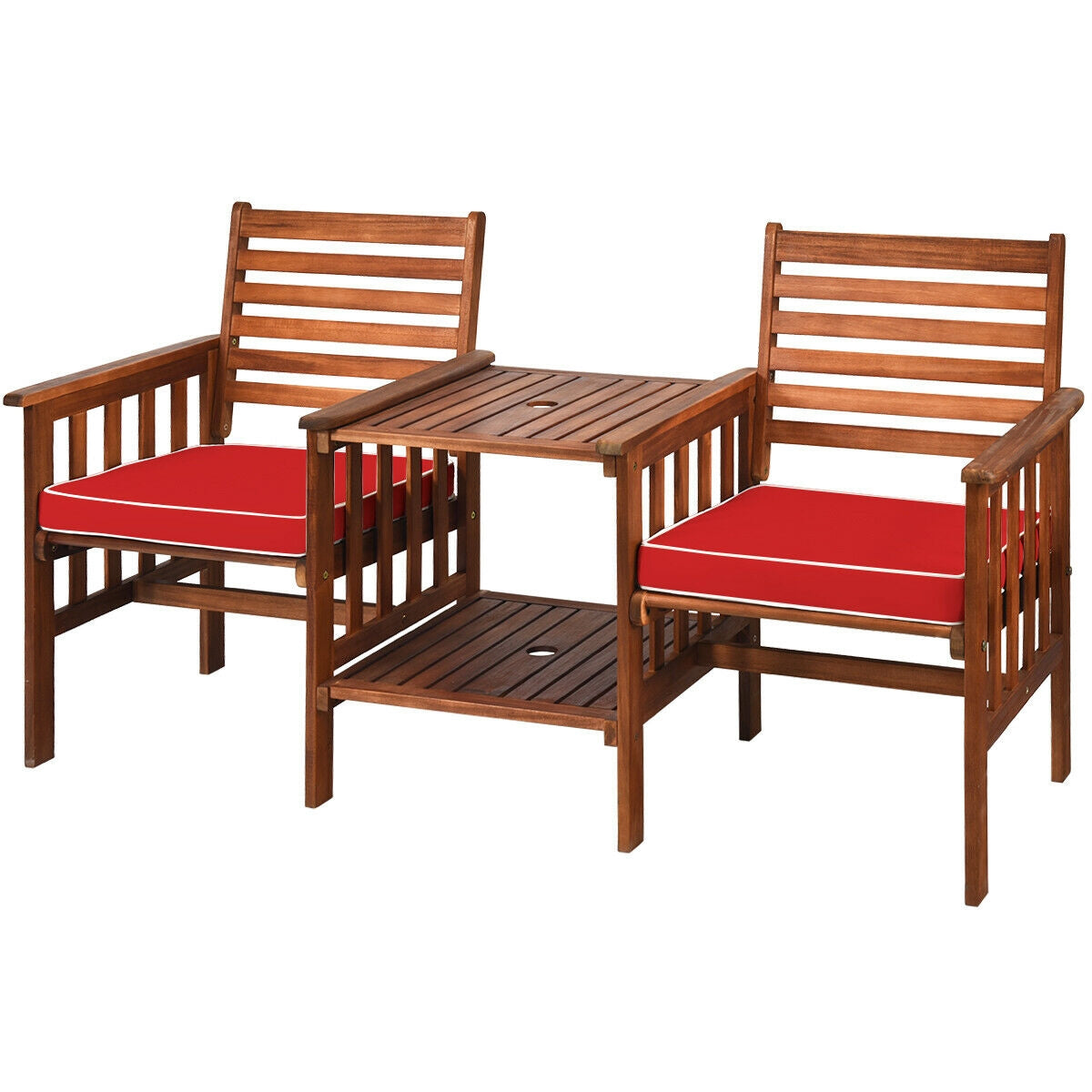 Acacia Wood Patio Conversation Set with Loveseat & Coffee Table