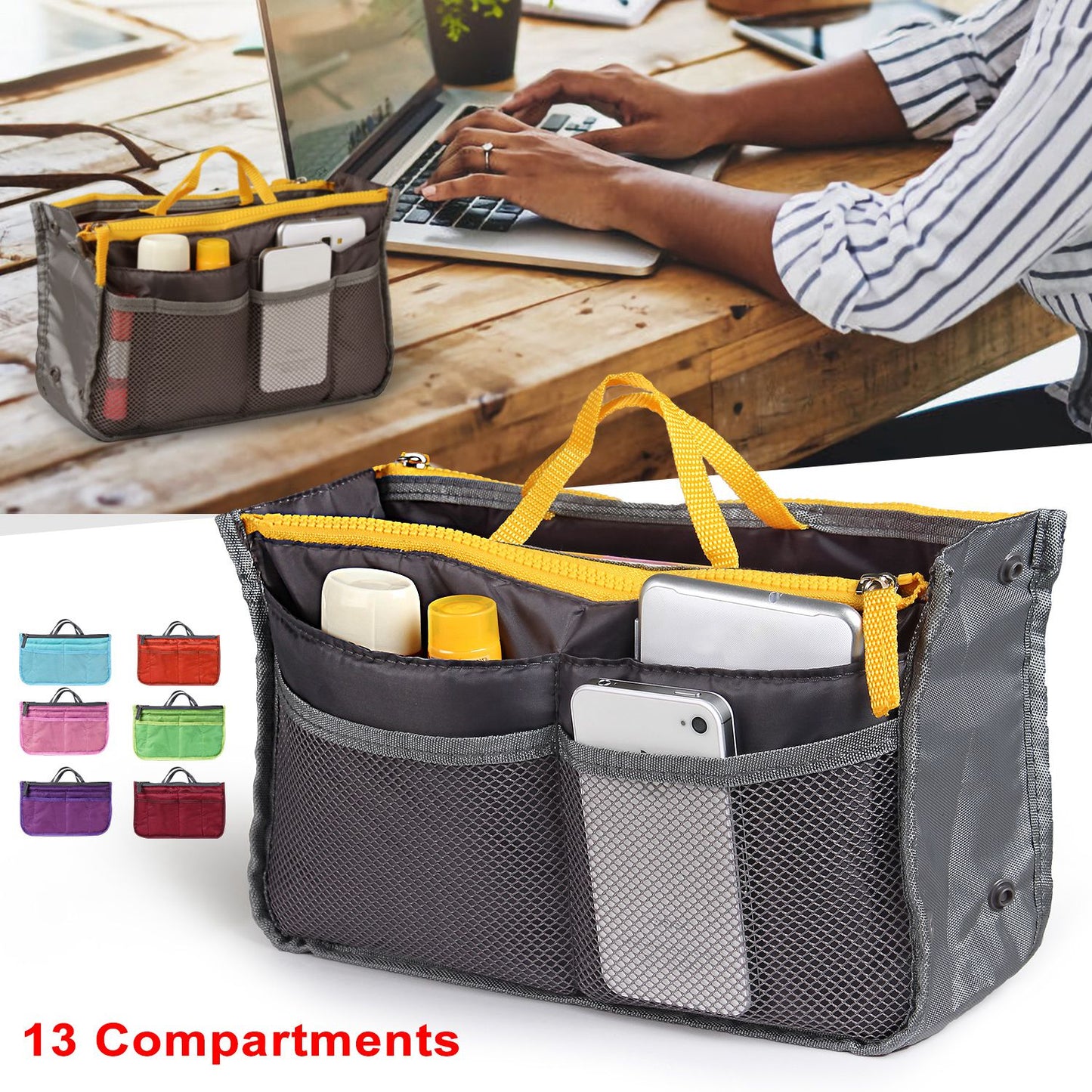 Makeup Bags Toiletry Purse Liner w/Hand Strap