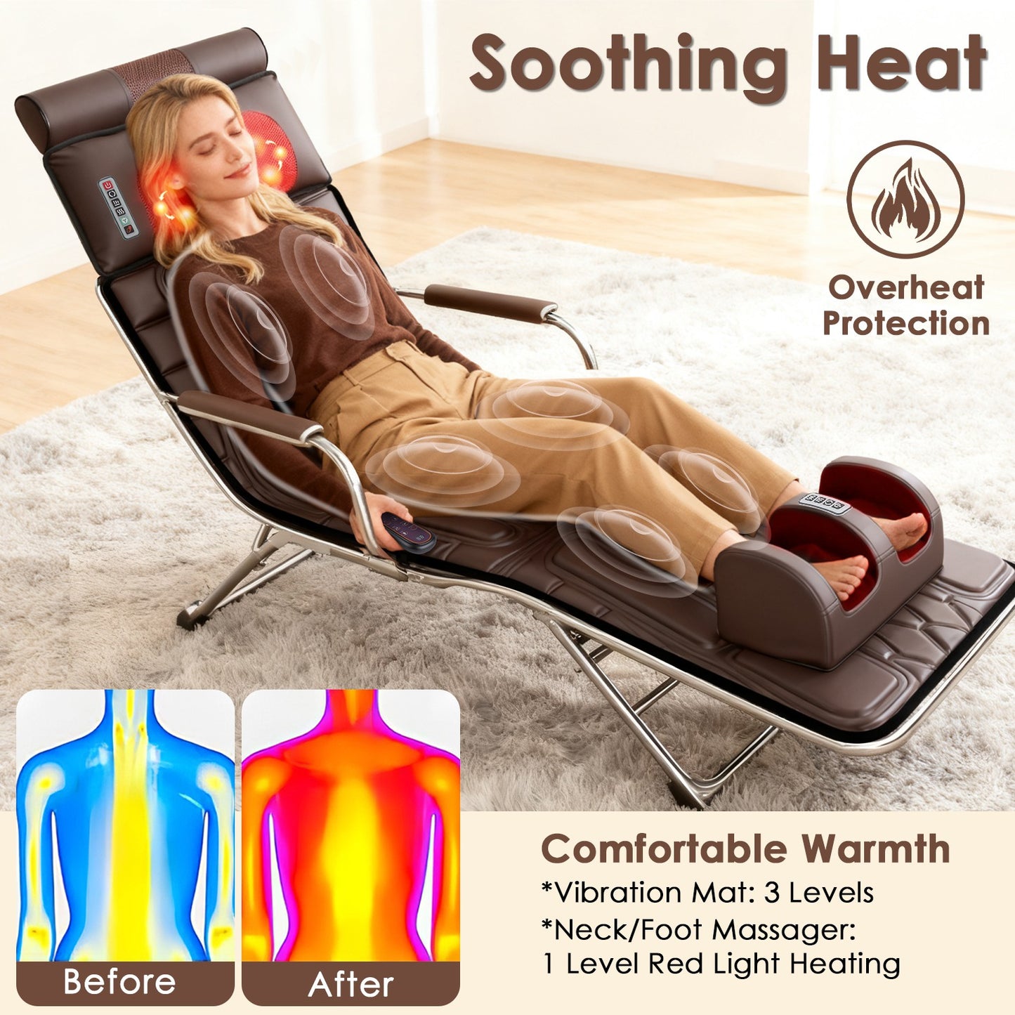 Full Body Massage Mat with Heat and Shiatsu Neck & Foot Massagers