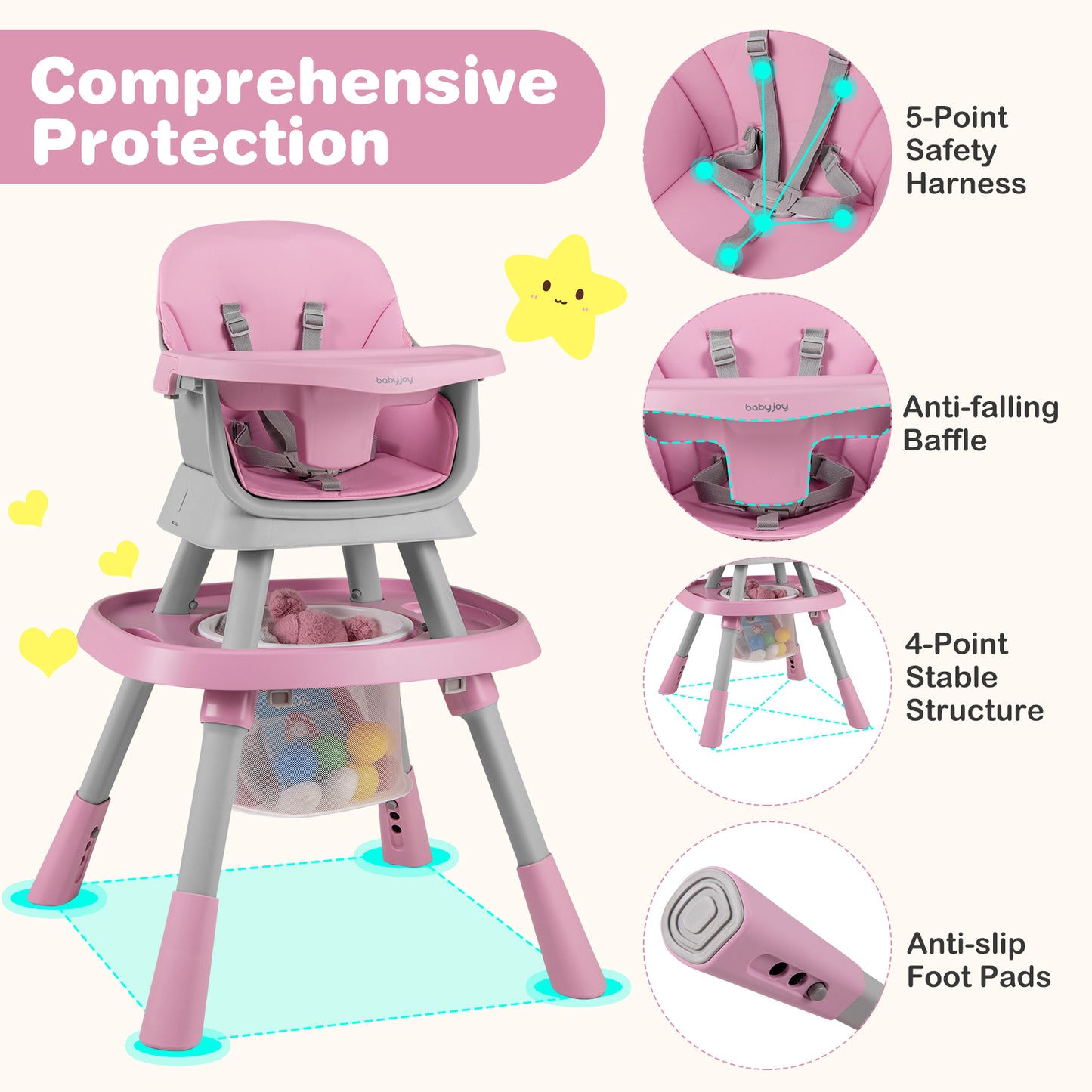 16-in-1 Convertible High Chair with Activity Center