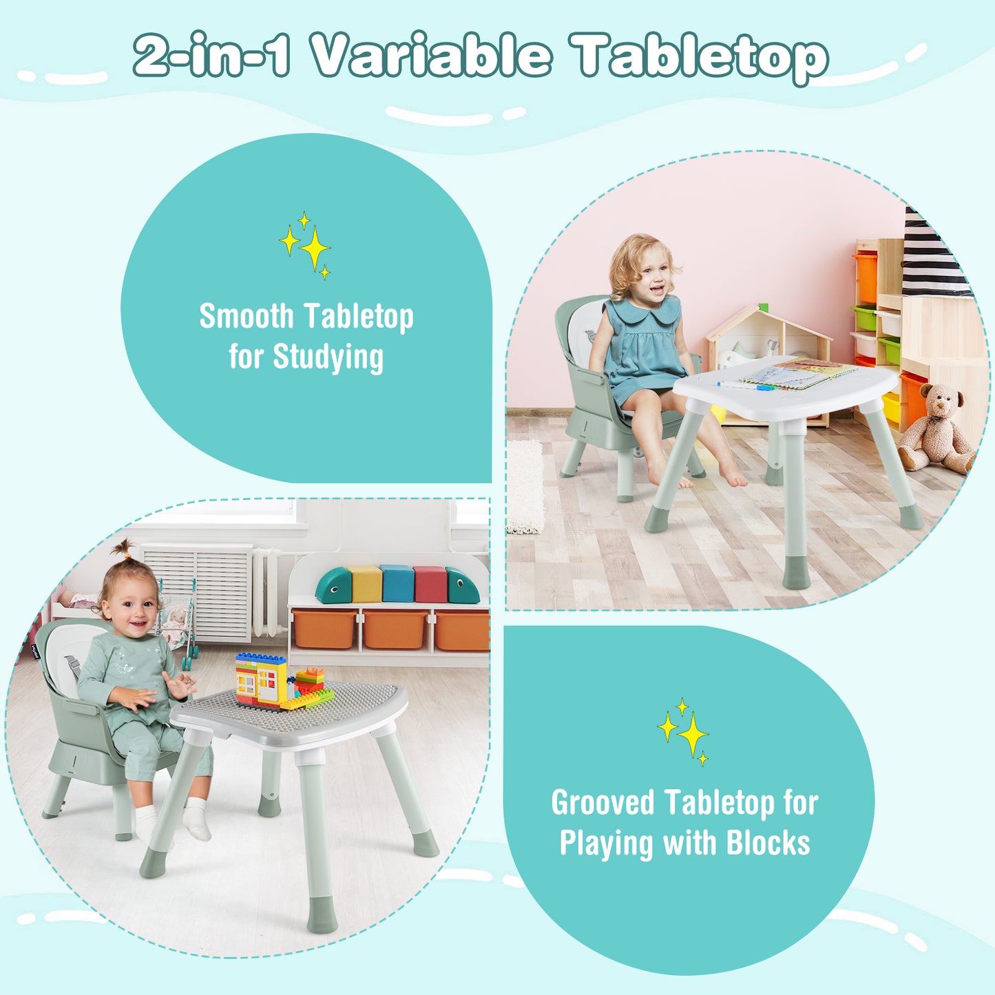 6-in-1 Convertible High Chair with Adjustable Tray