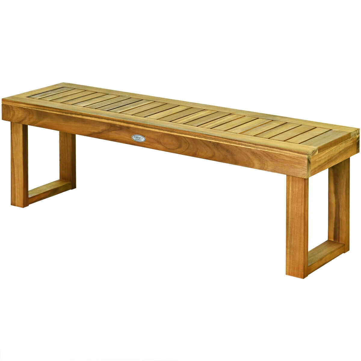 52-Inch Acacia Wood Dining Bench with Slatted Seat