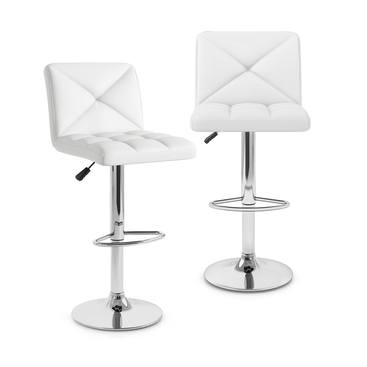 PU Leather Upholstered Bar Stools Set of 2 with Back and Adjustable Height