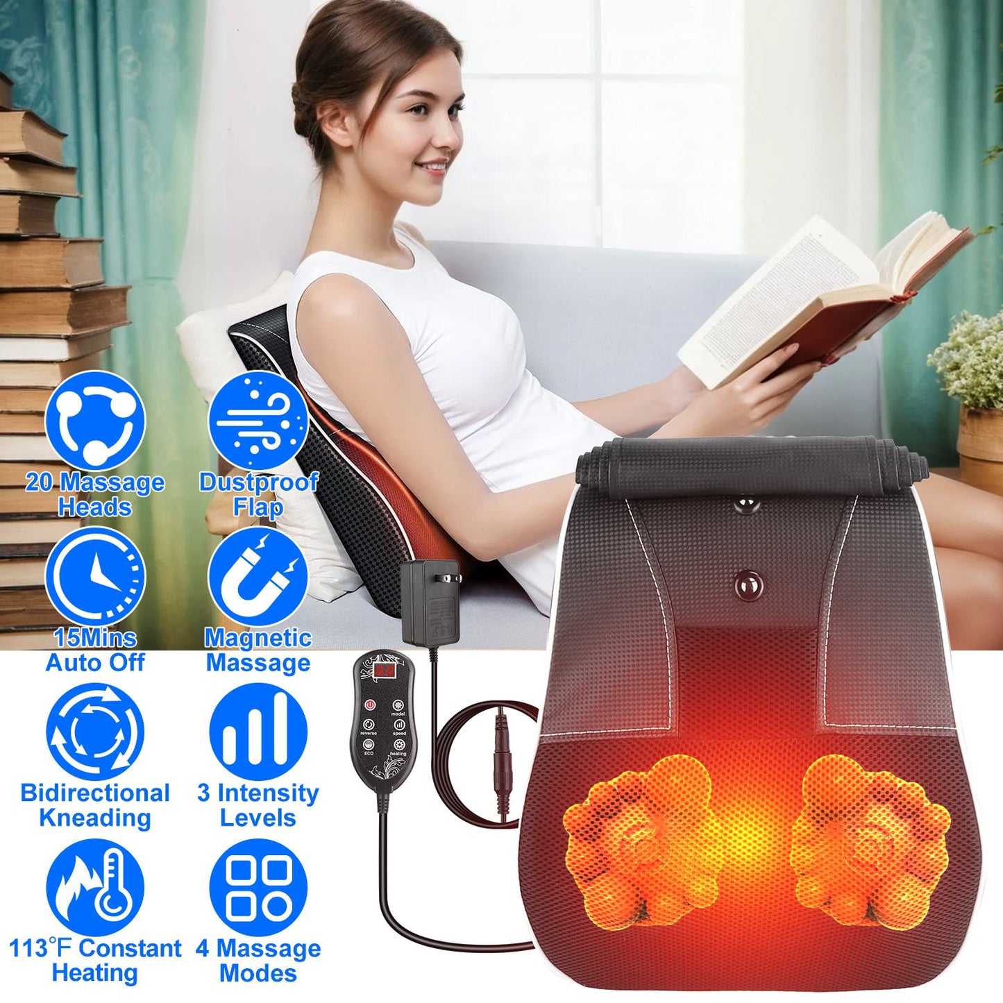 Heated Massage Pillow for Full Body Relief