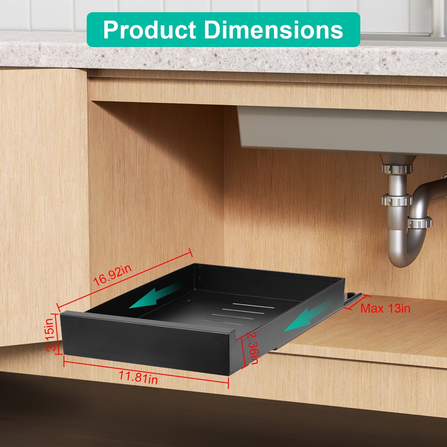 Pull Out Cabinet Organizer with Smooth Slide Rails - 11.8"