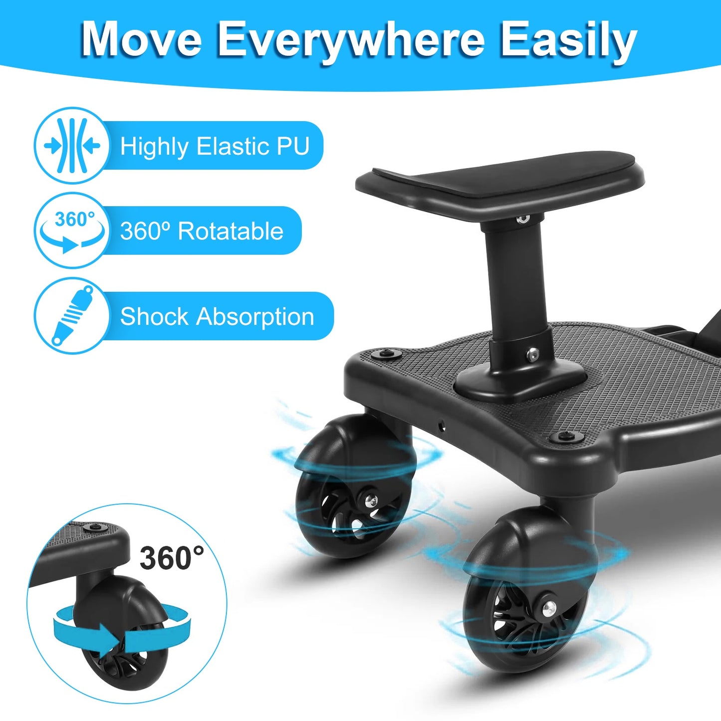 Universal Stroller Board with Detachable Seat for Toddlers