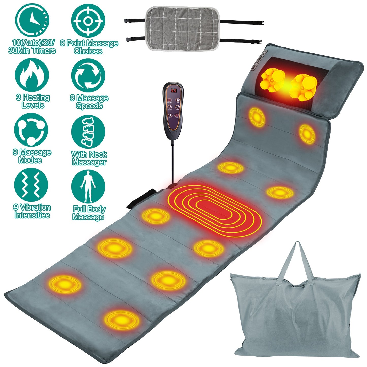 Full Body Electric Massage Mat with Heat Vibration