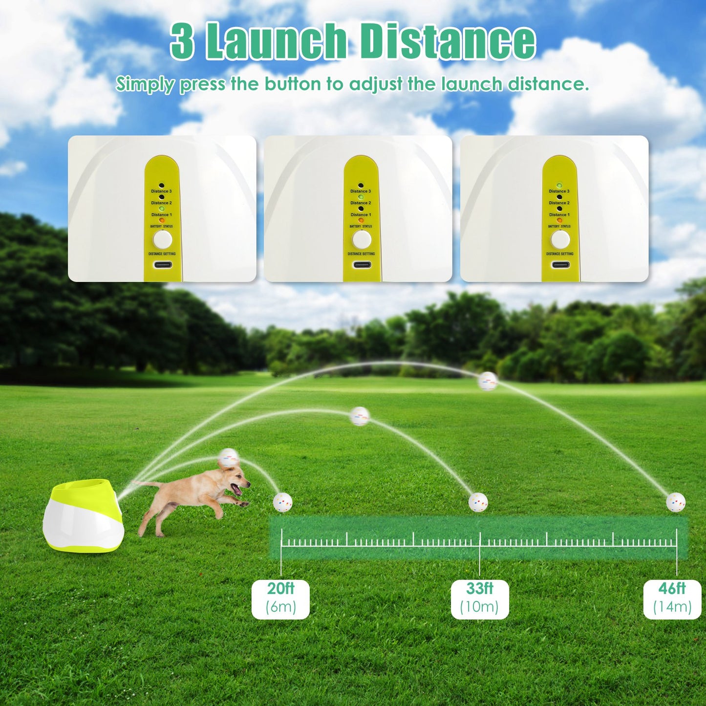 Automatic Dog Ball Launcher with 3 Distance Settings