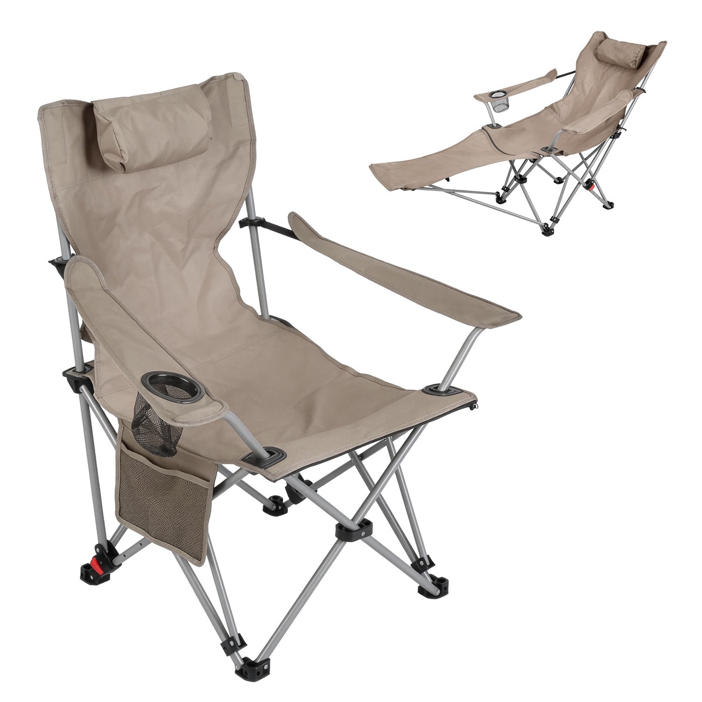 Reclining Camping Chair with Footrest - 4-Position Adjustable