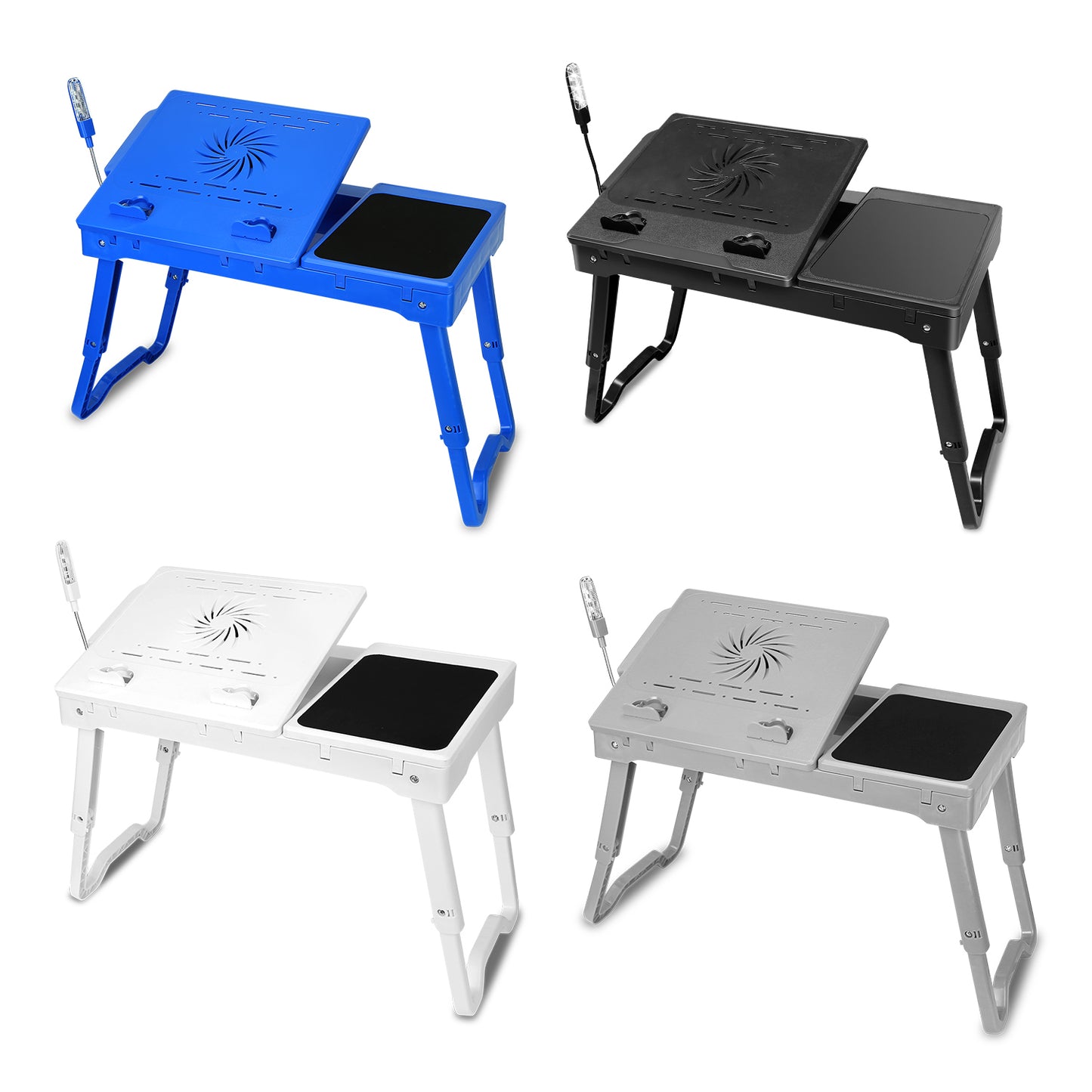 Foldable Laptop Desk with Cooling Fan, LED Light & USB Ports