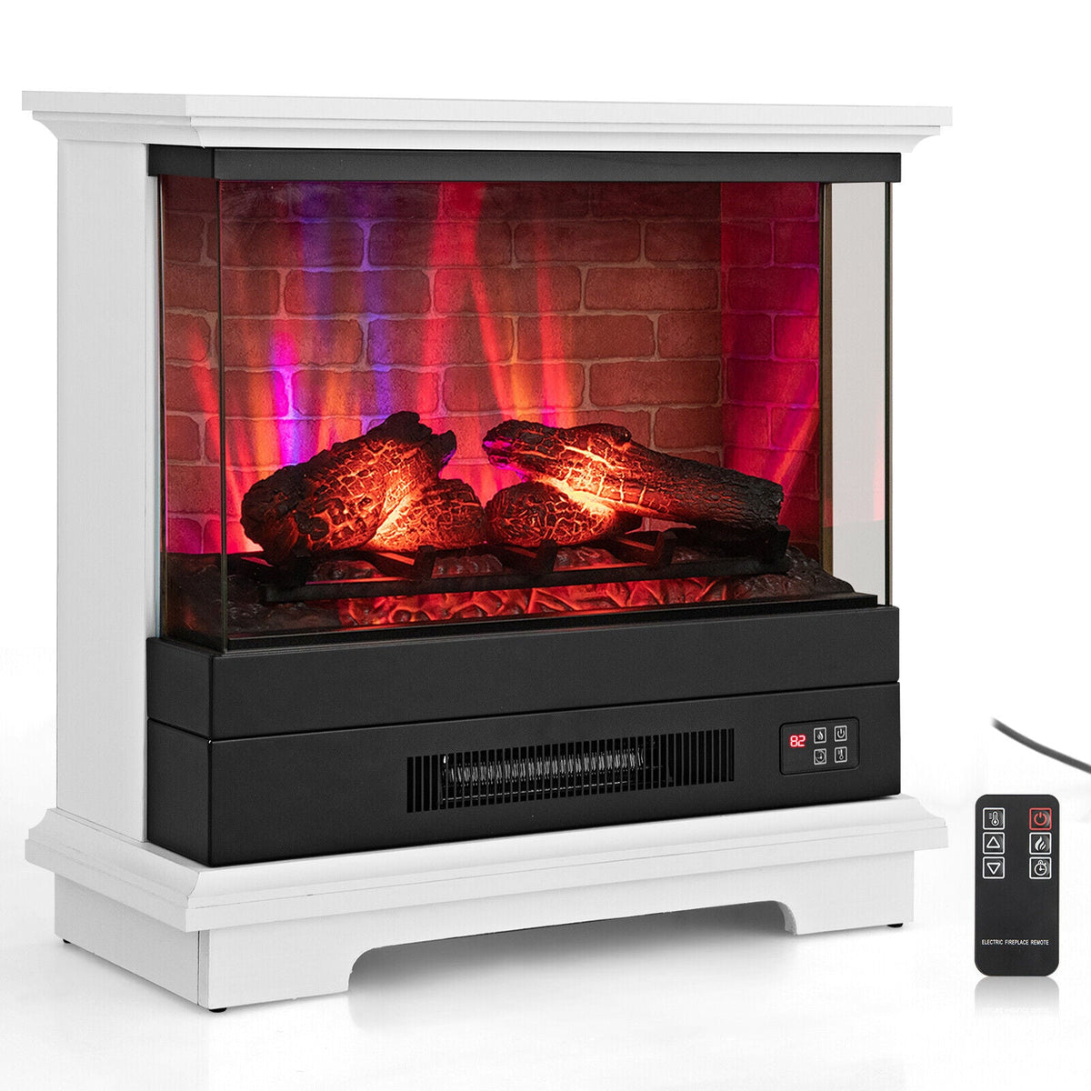 27 Inch Freestanding Fireplace with Remote Control