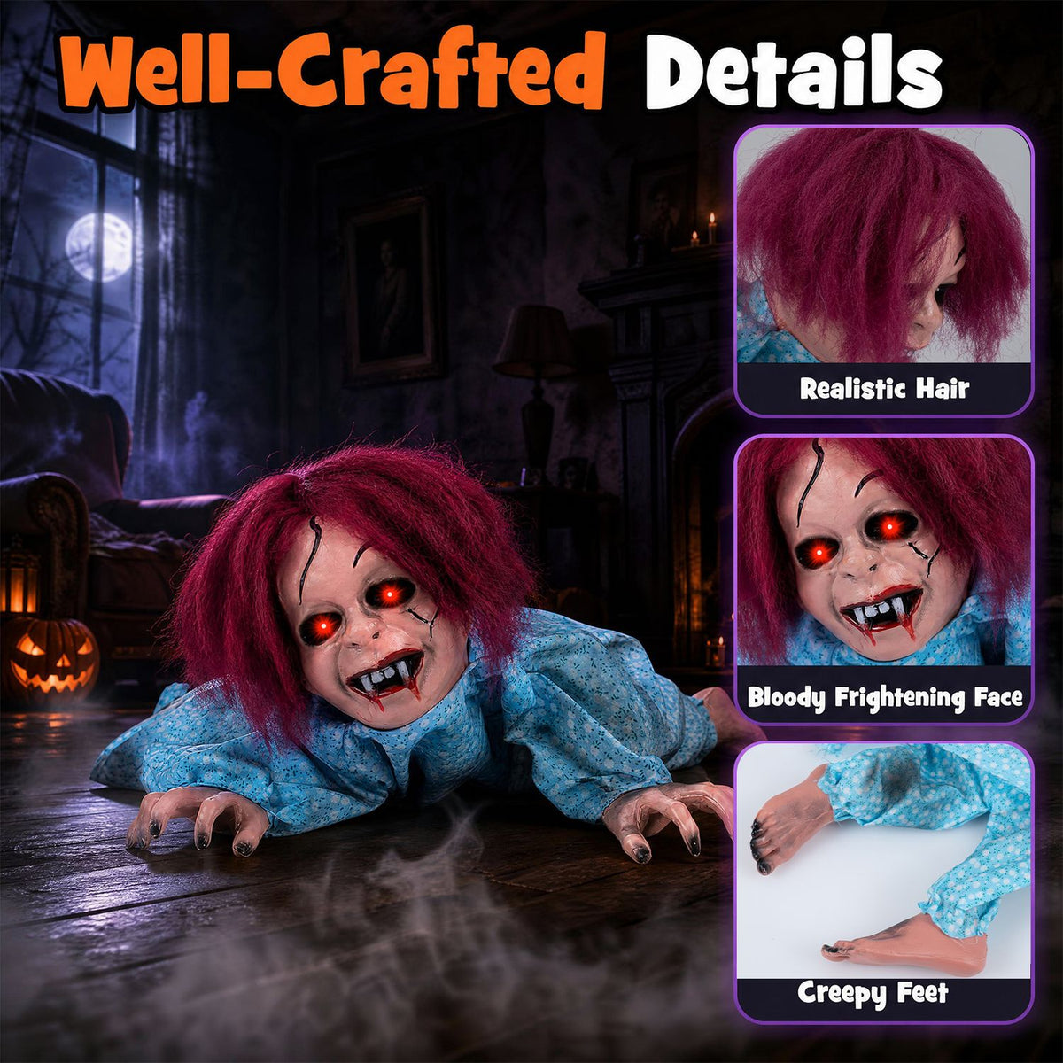 28" Halloween Horrifying Crawling Girl