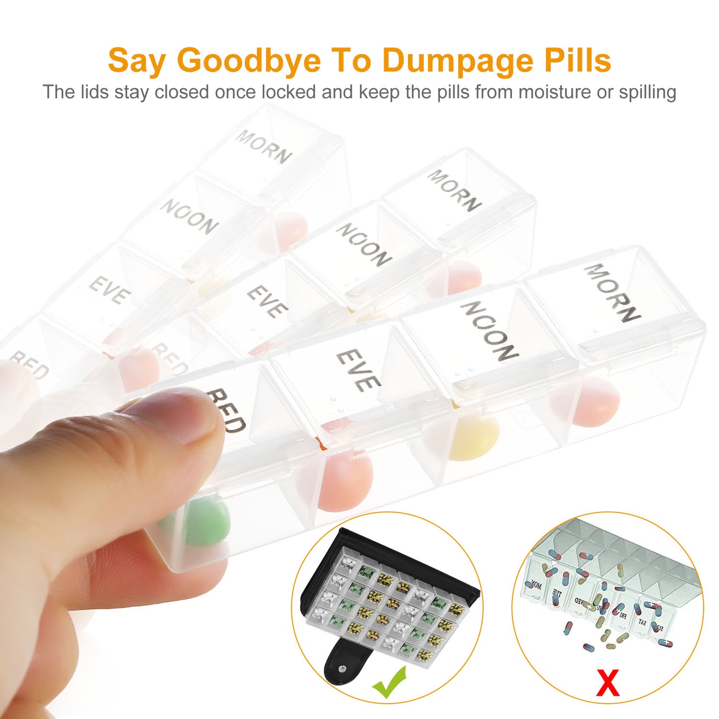 Weekly Pill Organizer AM PM Daily Medicine