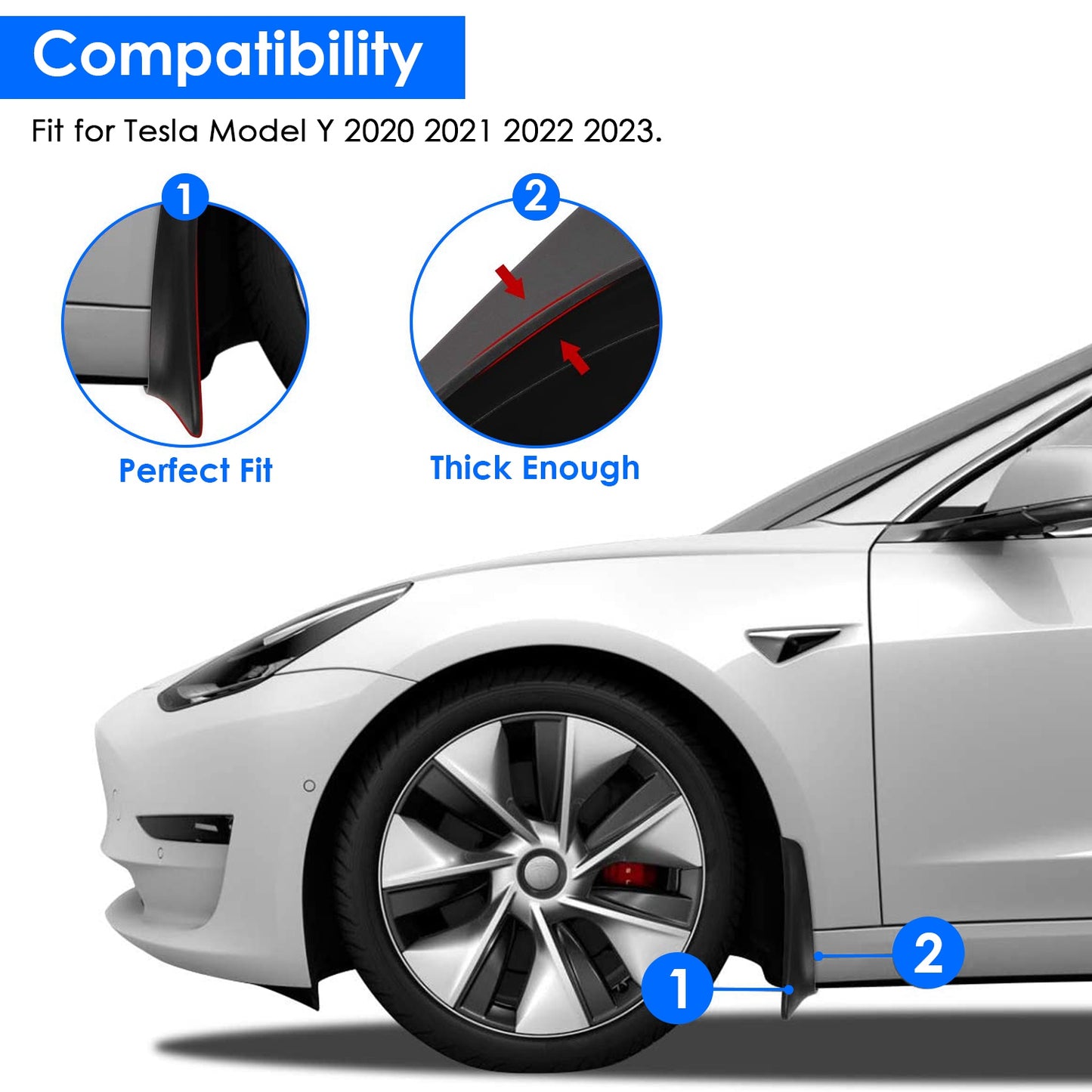 Mud Flaps for Tesla Model Y 2020-2023 No Drill Installation
