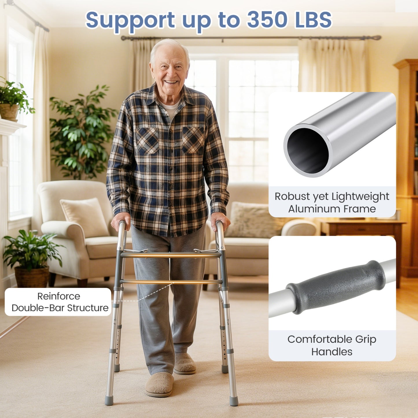 Folding Walker with 7-Level Adjustable Height