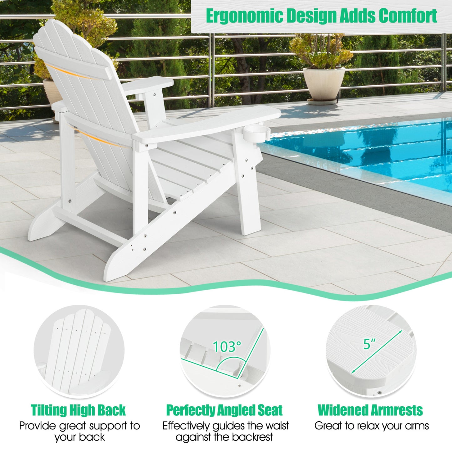 Adirondack Chair Set - 2 Piece Adult & Kids Outdoor Seating