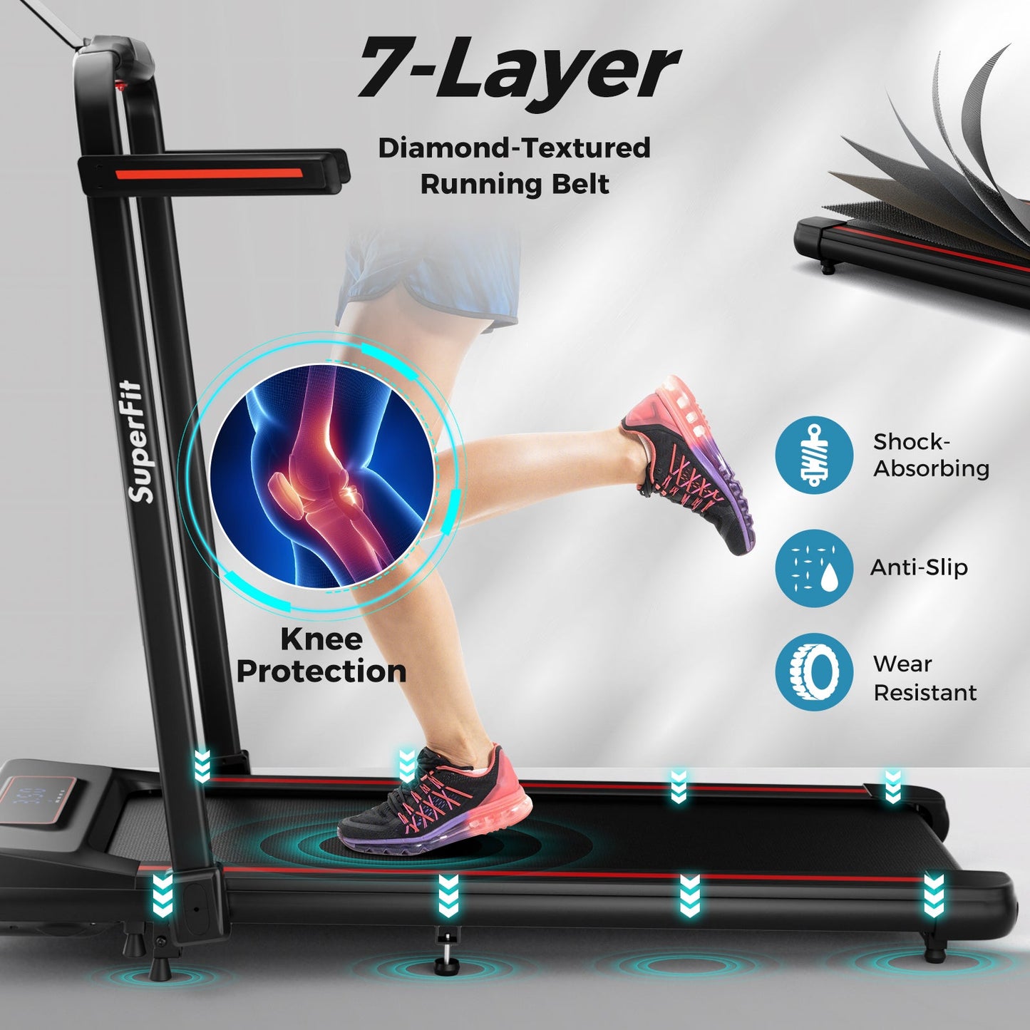 2 in 1 Folding Treadmill with Incline with Remote Control