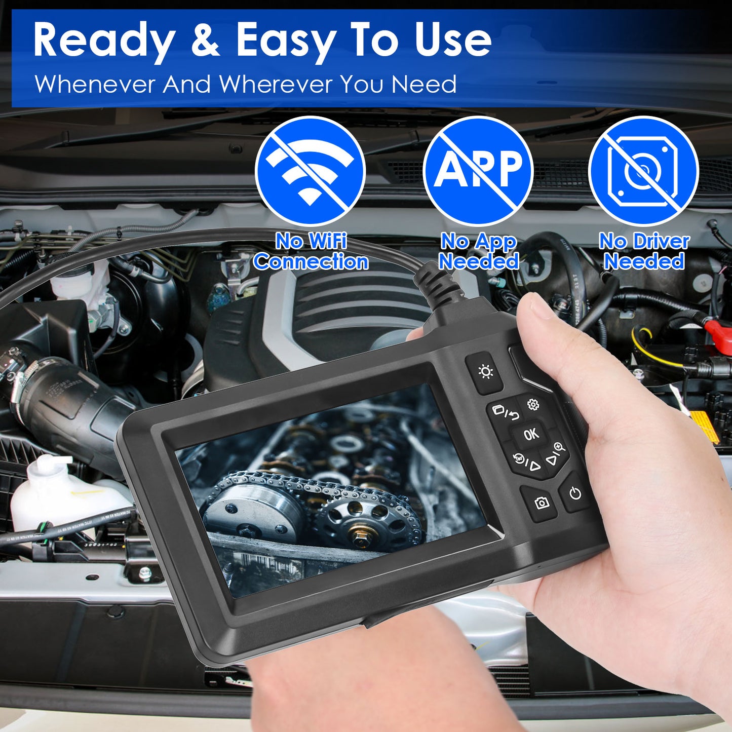 1080P Endoscope Camera with 4.3" Screen and 16.4FT Cable