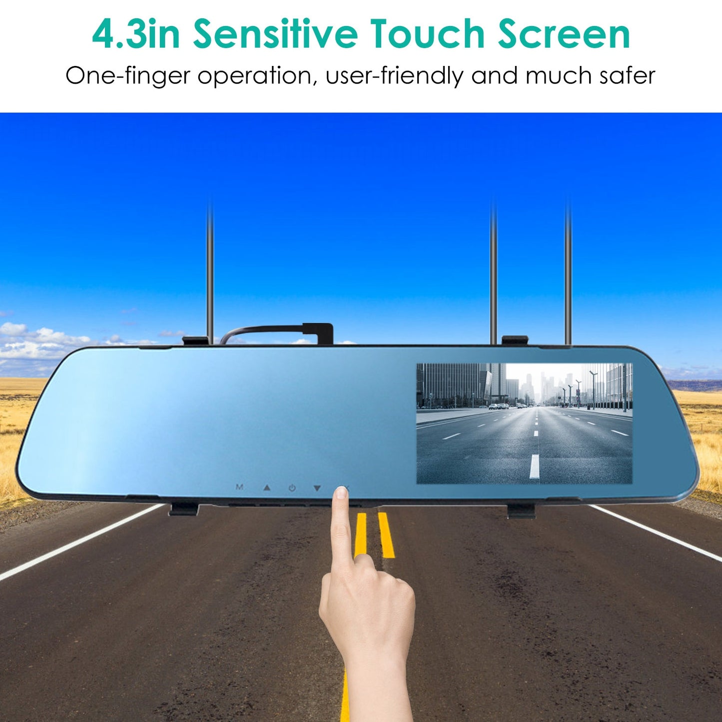 Dual Dash Cam 1080P Front & Rear with 4.3" Touch Screen