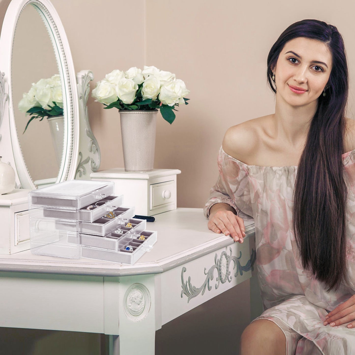 Clear Acrylic Jewelry Box Organizer