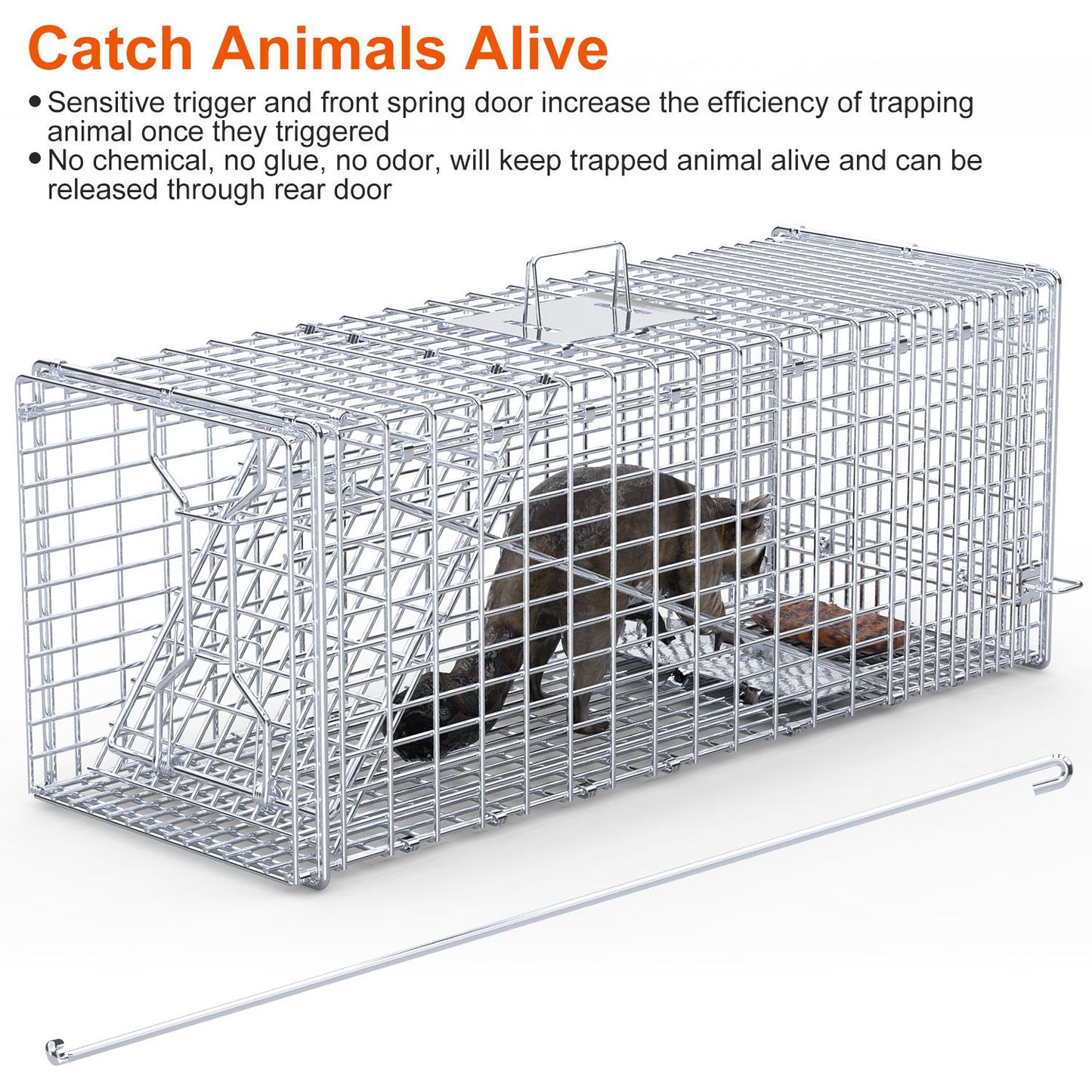 Live Animal Trap Cage 37x14x15in Humane Catch & Release