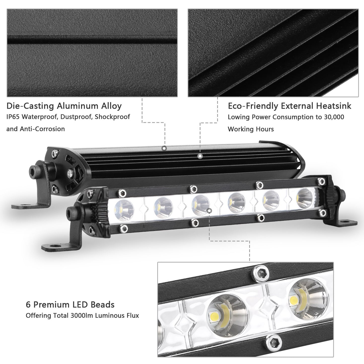 7" LED Light Bar 18W Spot Beam for Offroad Trucks & SUVs