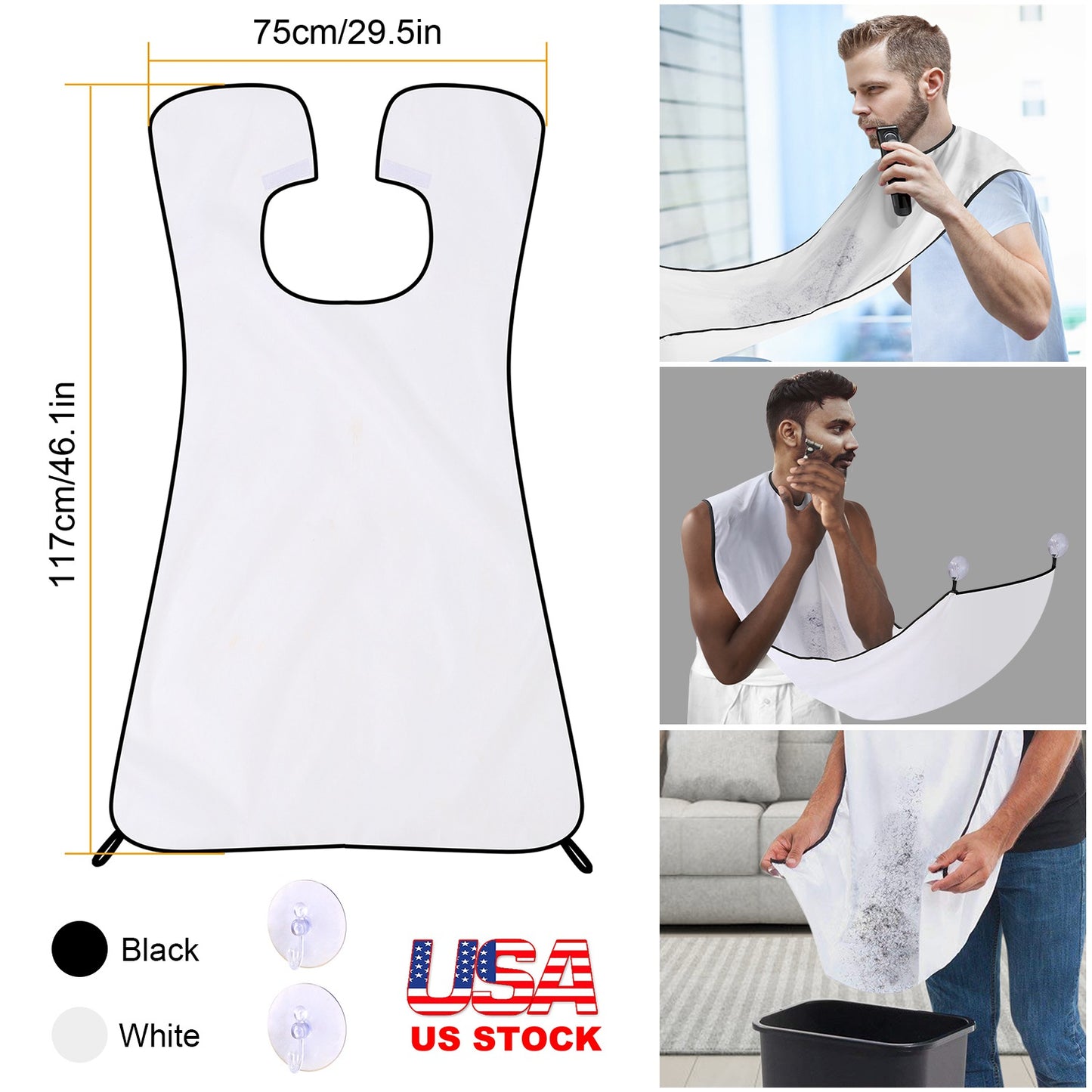 Beard Trimming Cape with Suction Cups