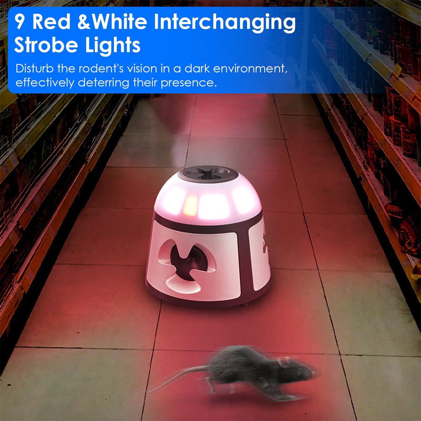 Ultrasonic Rodent Repeller with 4 Modes & Strobe Lights