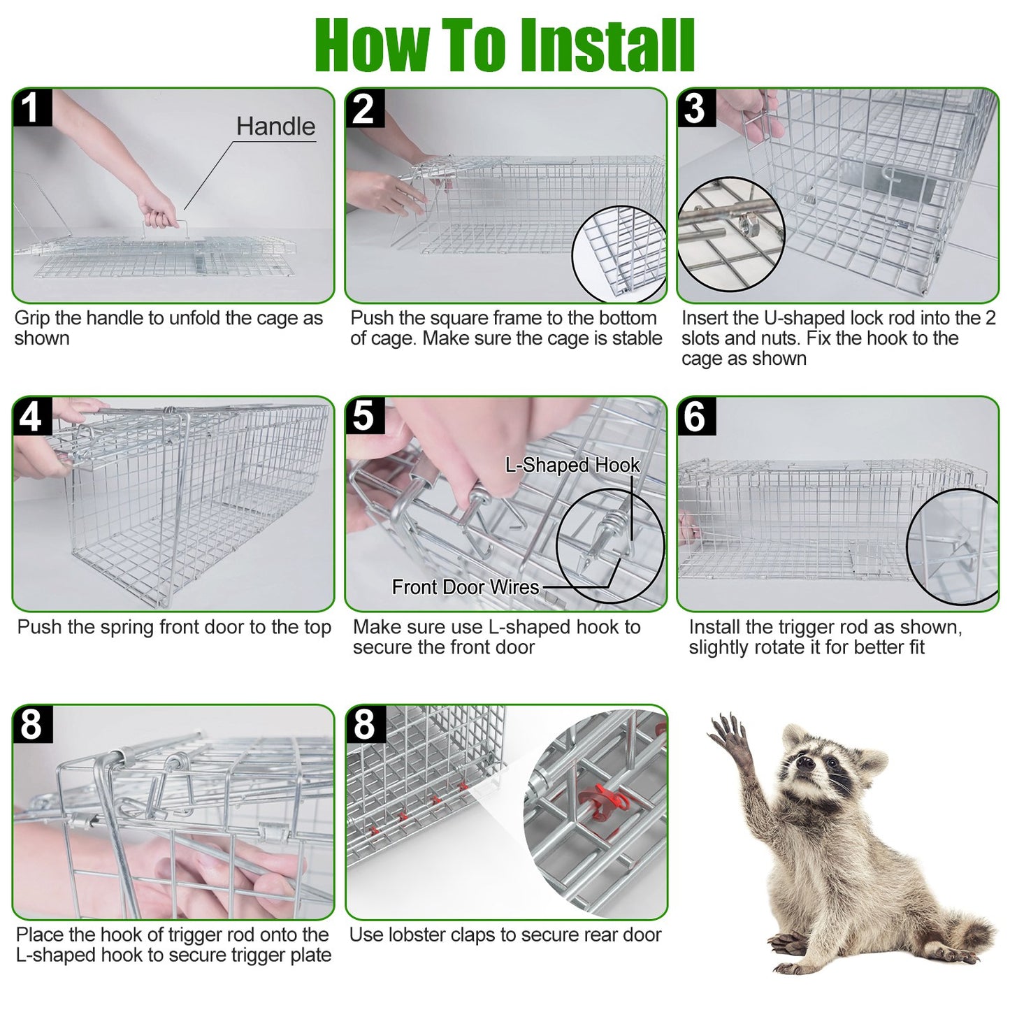 Humane Live Animal Trap Cage with Waterproof Cover - 30.5"